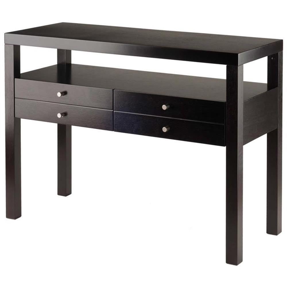 Pemberly Row Solid Wood Espresso Console Table - Transitional Style Entryway Furniture for Hallway, Living Room & Foyer Decor