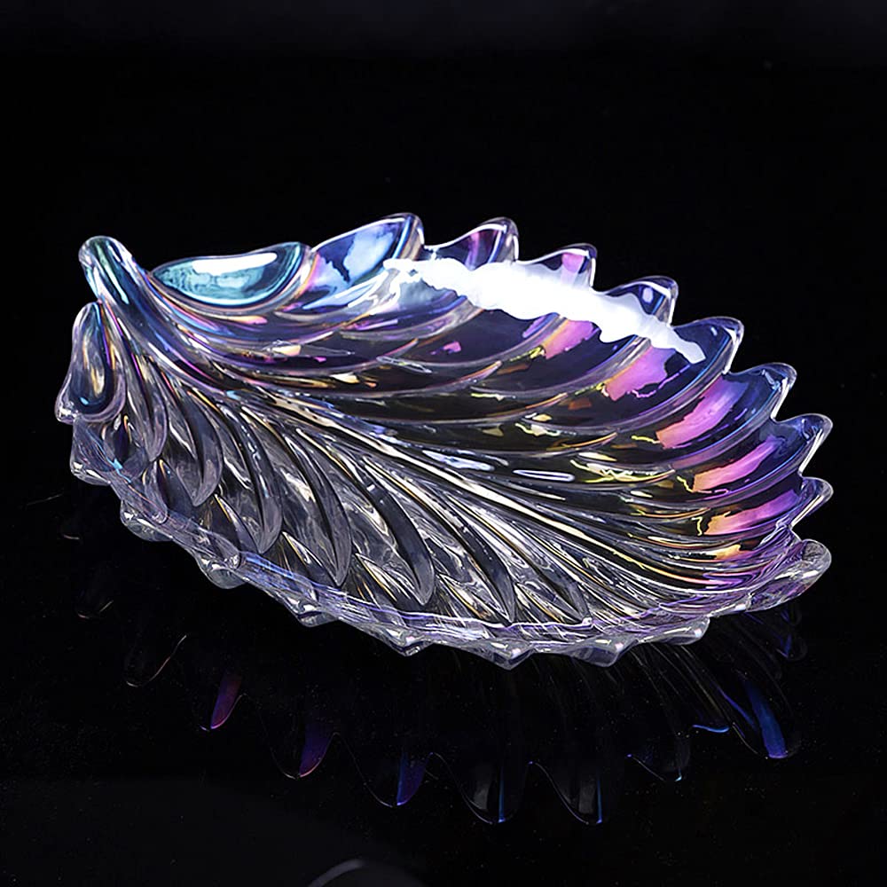 European-Style Crystal Glass Leaf-Shaped Fruit Bowl - Large Decorative Serving Tray for Living Room Coffee Table, Candy & Snack Display, Home Decor (Perfect for Parties, Dining, and Gift Giving)