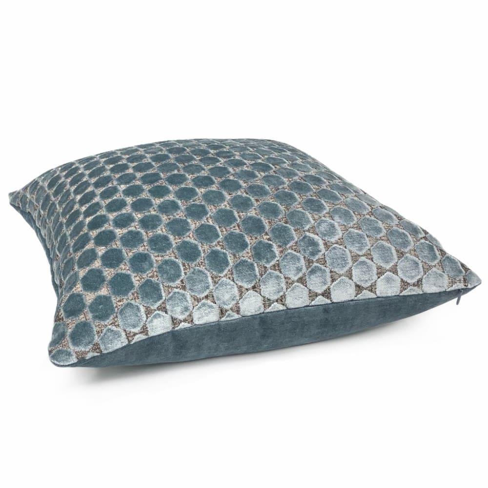French Blue Cut Velvet Hexagon Pillow Cover - Luxurious Bohemian Decorative Throw Pillow Case for Sofa, Bed & Home Decor - 18x18 Inches