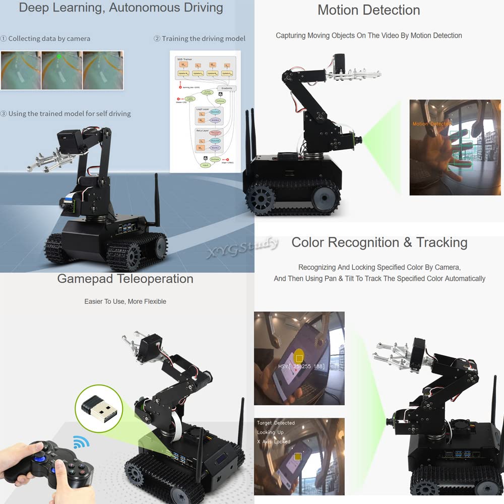 JETANK AI Kit Add-ons for Jetson Nano - Smart AI Tracked Robot with IMX219 Camera, Dual-Band WiFi, Bluetooth | Motion & Color Detection | DIY Robotics Project for STEM Education & Smart Home Automation