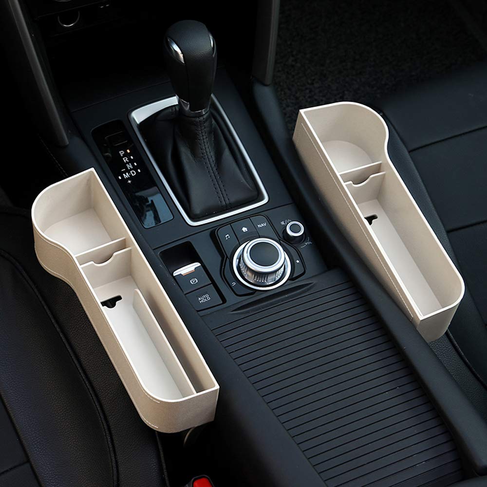 2 Pack Car Seat Gap Filler Organizer with Cup Holder - Black Side Seat Storage Box for Driver & Passenger - Perfect for Phones, Keys & Small Items in Car Interior Accessories