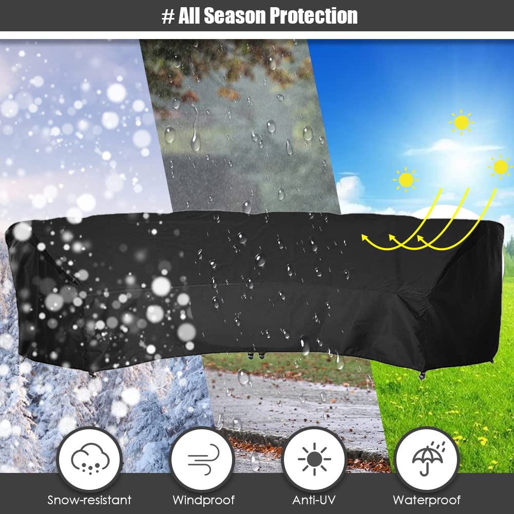 Waterproof Curved Sectional Sofa Cover - Half Moon Couch Protector with Windproof Elastic Cord for Outdoor Patio, Garden & Lawn Furniture | Weatherproof & Durable
