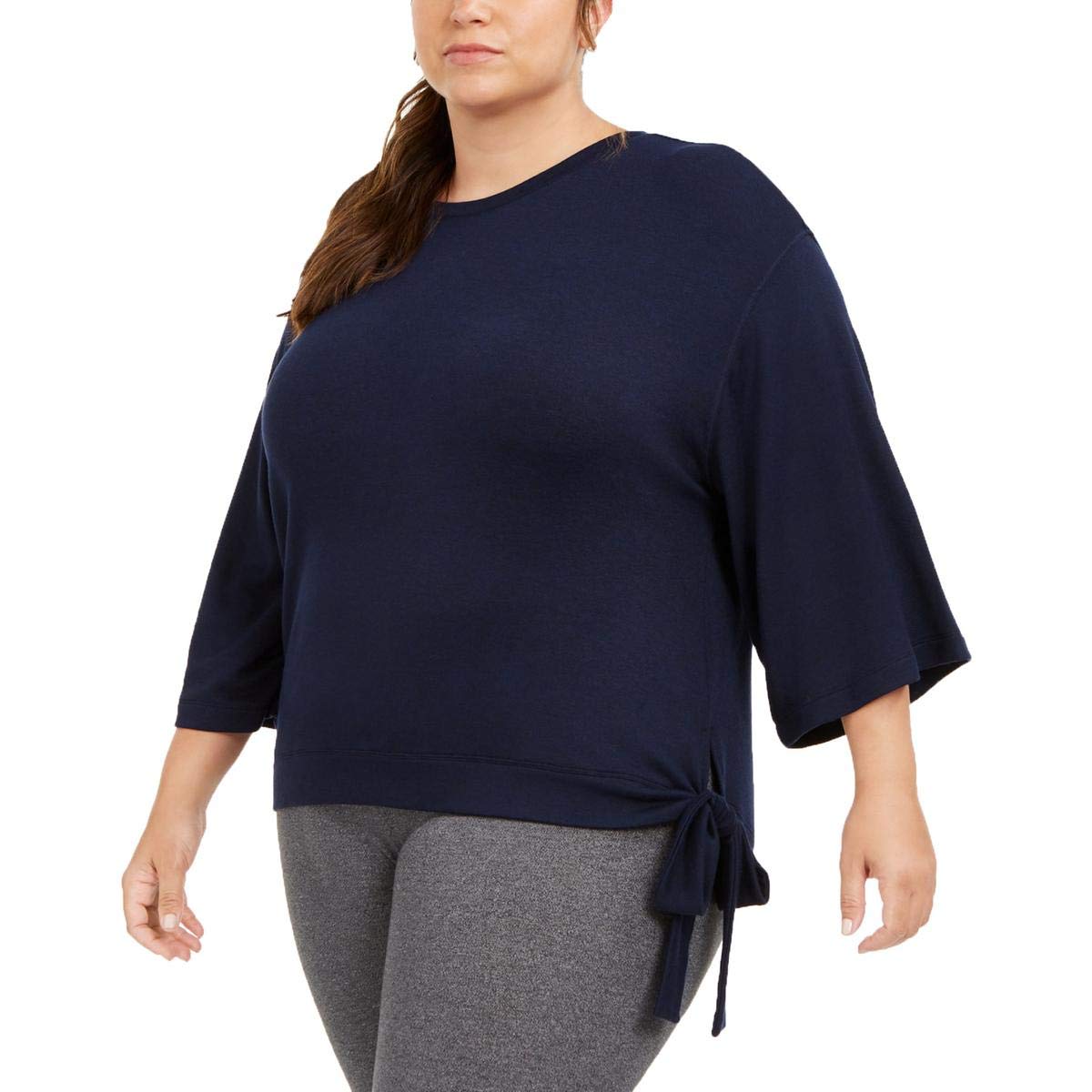Ideology Women's Plus Size Knit Fitness Pullover Top - Blue 3X - Yoga, Gym & Casual Wear for Comfort & Style