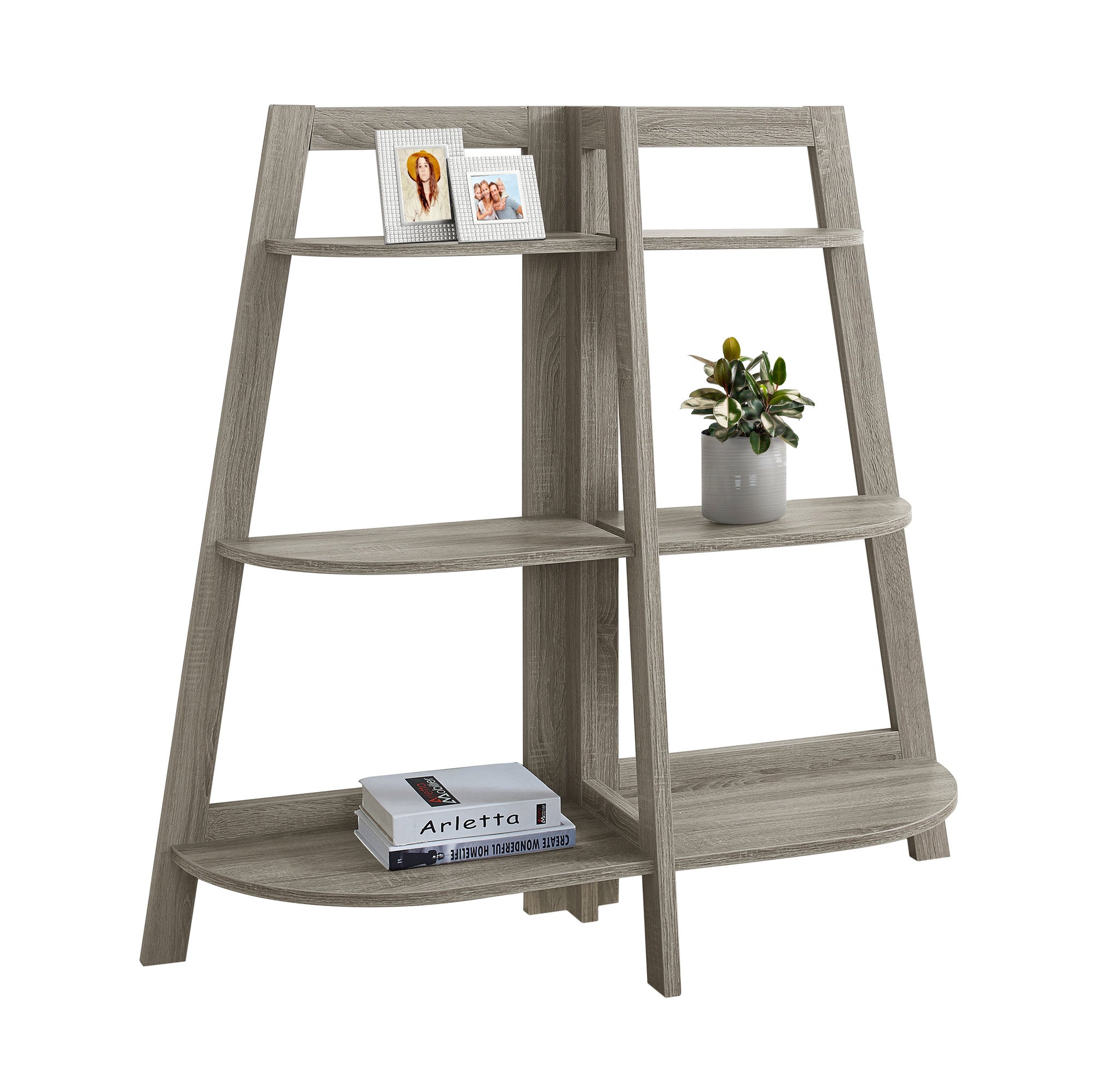 48-Inch Tall Dark Taupe Bookcase Shelf - Modern Accent Etagere for Living Room, Bedroom & Home Office Storage