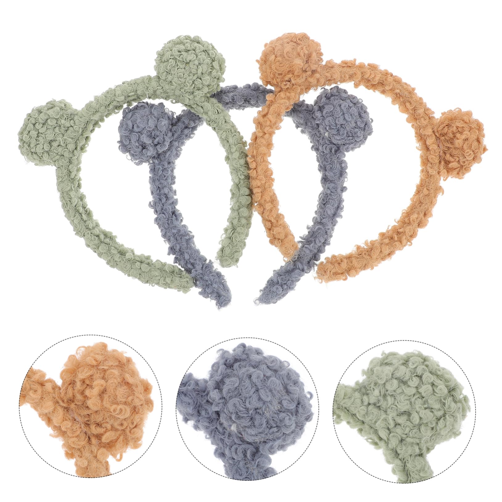 Minkissy 3-Piece Plush Ear Headband Set - Fluffy Ball Headbands for Girls, Women, Boys - Perfect for Parties, Cosplay, Halloween & Masquerade Costumes - Soft & Comfortable for Daily Wear or Special Events