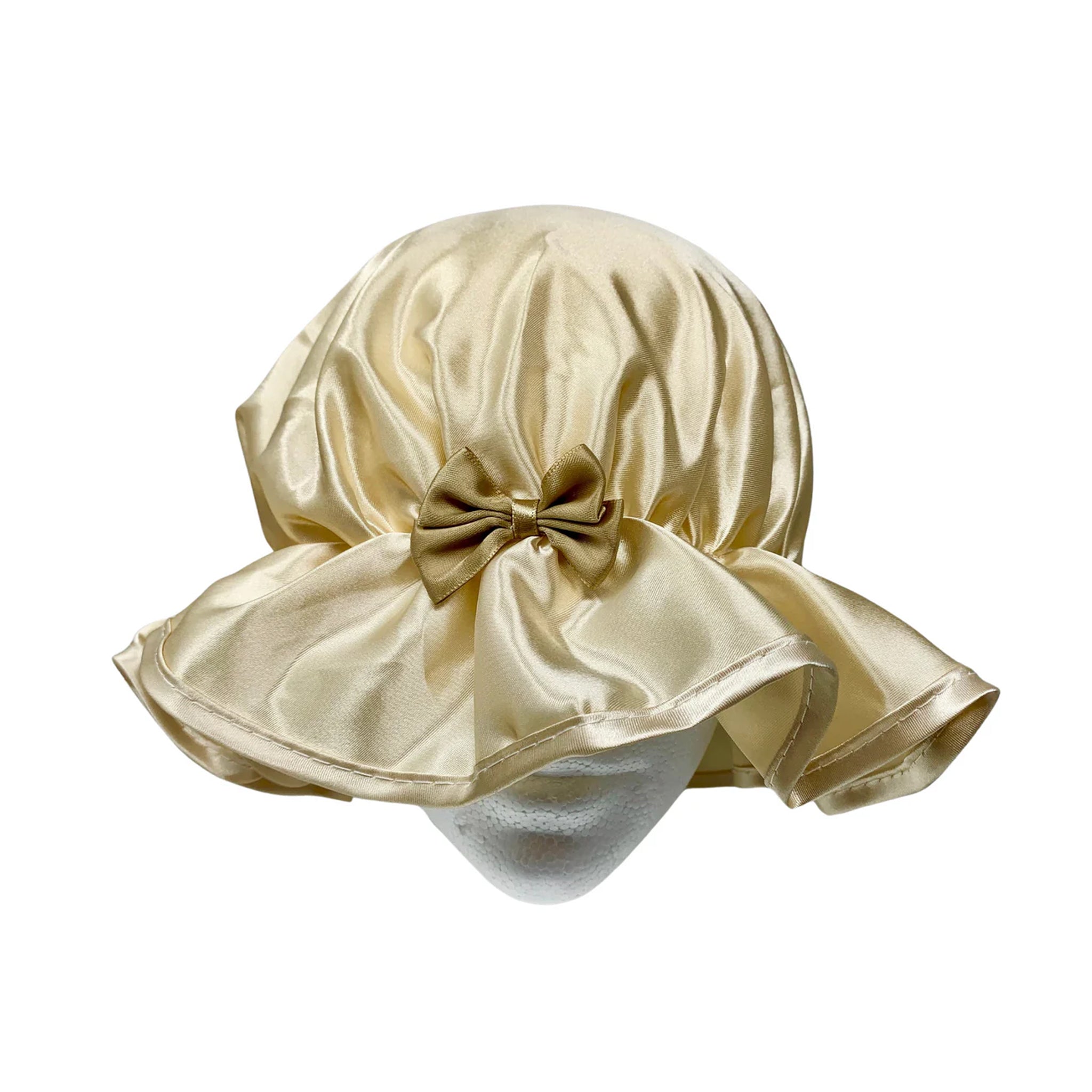 Kingsley Silky Satin Night Cap for Women - Luxury Sleep Bonnet with Gold Trim for Curly & Natural Hair - Perfect for Bedtime, Travel & Hair Protection