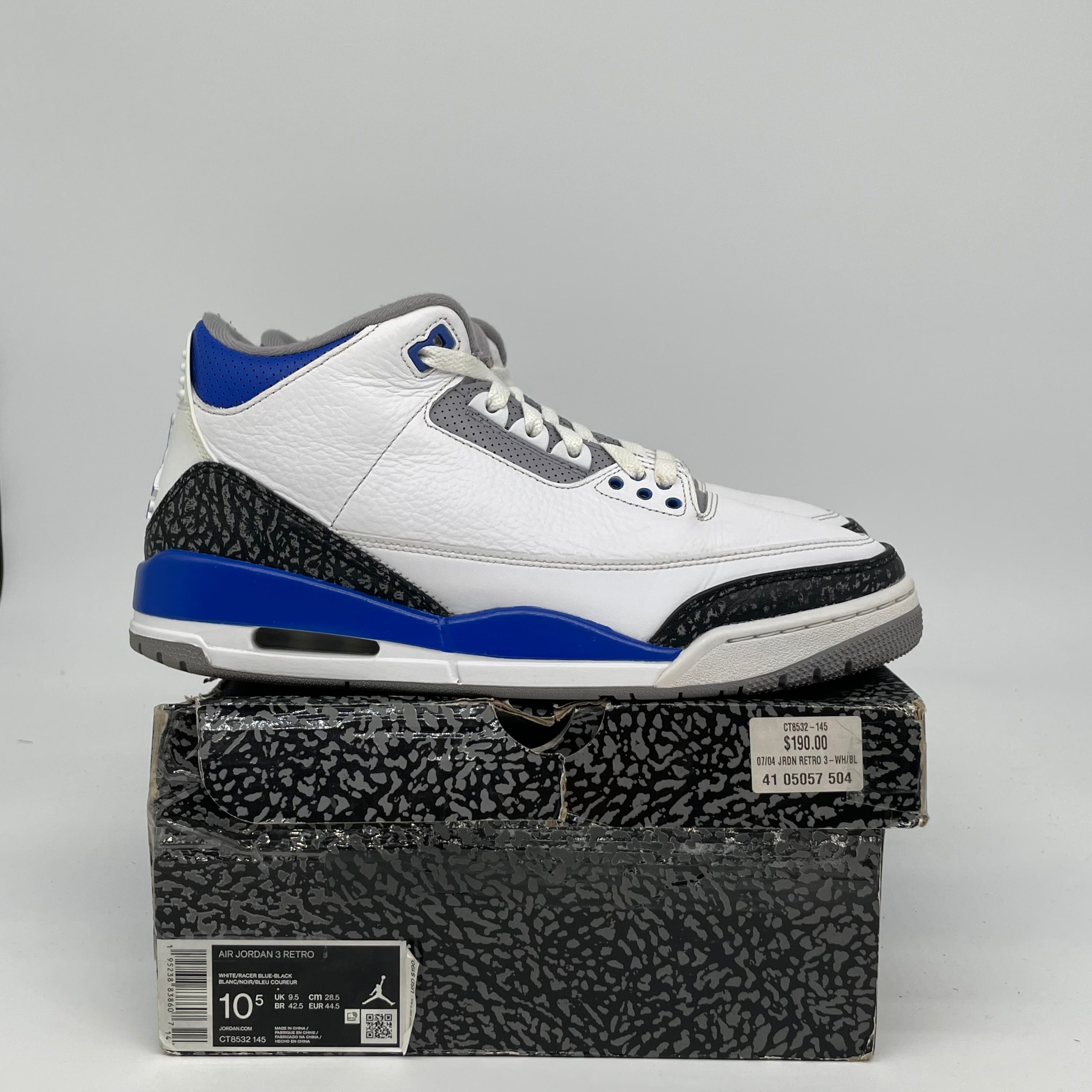 Air Jordan 3 Racer Blue Men's Basketball Shoes Size 10.5 - CT8532 145 | Retro Sneakers for Running, Training & Streetwear Fashion