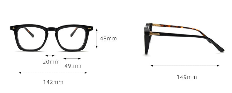 Stylish Black Unisex Acetate Square Eyeglasses Frame 98624 - Perfect for Work, Reading & Fashion Accessories