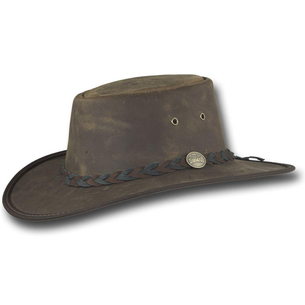 Barmah Hats Squashy Bronco Leather Hat for Men & Women - Genuine Leather Cowboy Hat with Wide Brim - Perfect for Western Rides, Outdoor Adventures & Country Music Festivals
