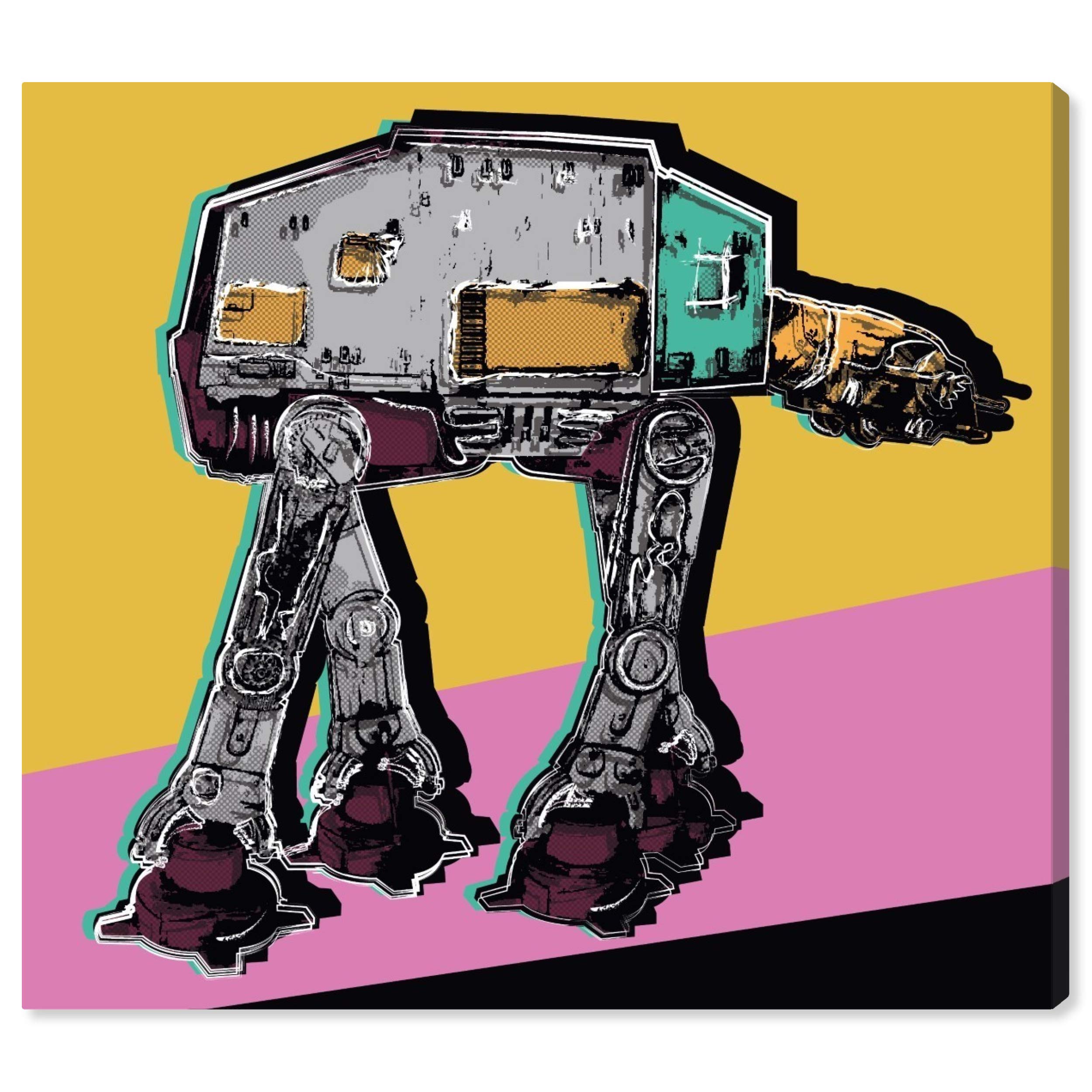 Oliver Gal Artist Co. 'Warhol Style ATAT' Pop Art Canvas Print - 30x30 Inch Pink & Yellow Wall Art for Living Room, Bedroom, Office Décor | Perfect for Movie Lovers & Star Wars Fans