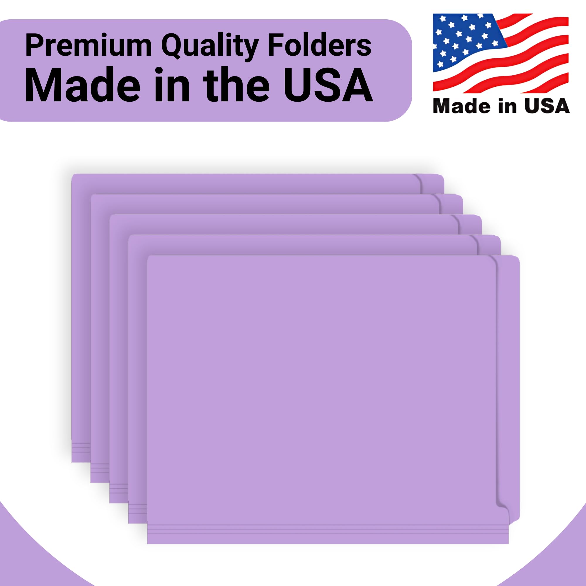 Premium Lavender File Folders - Letter Size, 14pt Stock, Reinforced End Tab with 2
