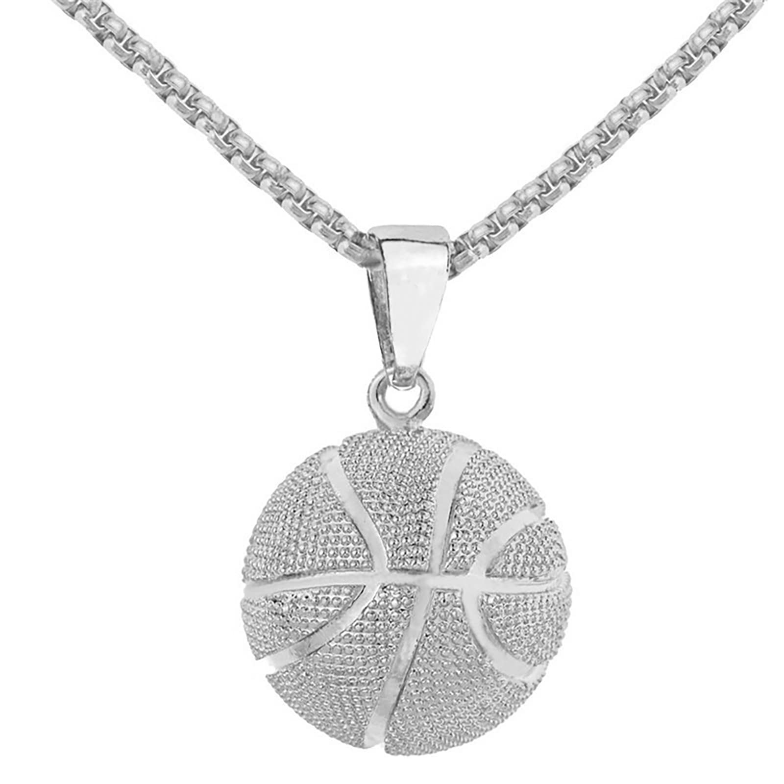 Diamond Basketball Necklace for Women & Men - Stainless Steel Chain Jewelry - Perfect Gift for Mom, Wife & Basketball Fans - Ideal for Birthdays, Anniversaries & Game Day Accessories
