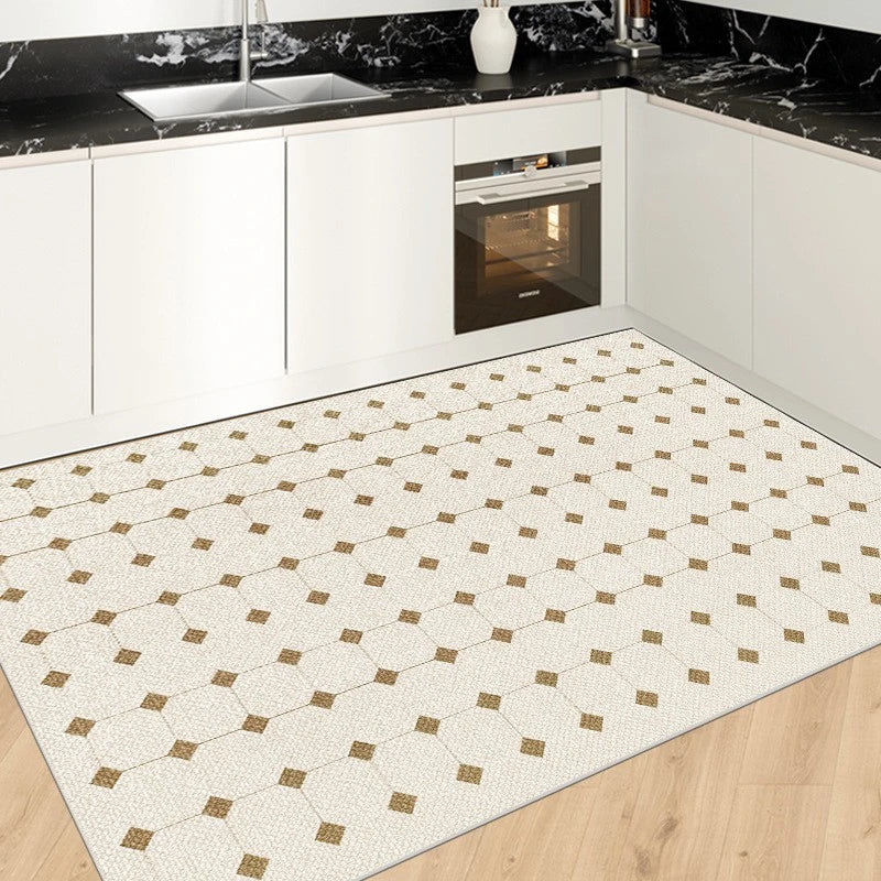 Briar PVC Geometric Waterproof Kitchen Rug - Non-Slip Floor Mat for Kitchen, Balcony, Laundry Room & Entryway - Easy to Clean Indoor Outdoor Carpet