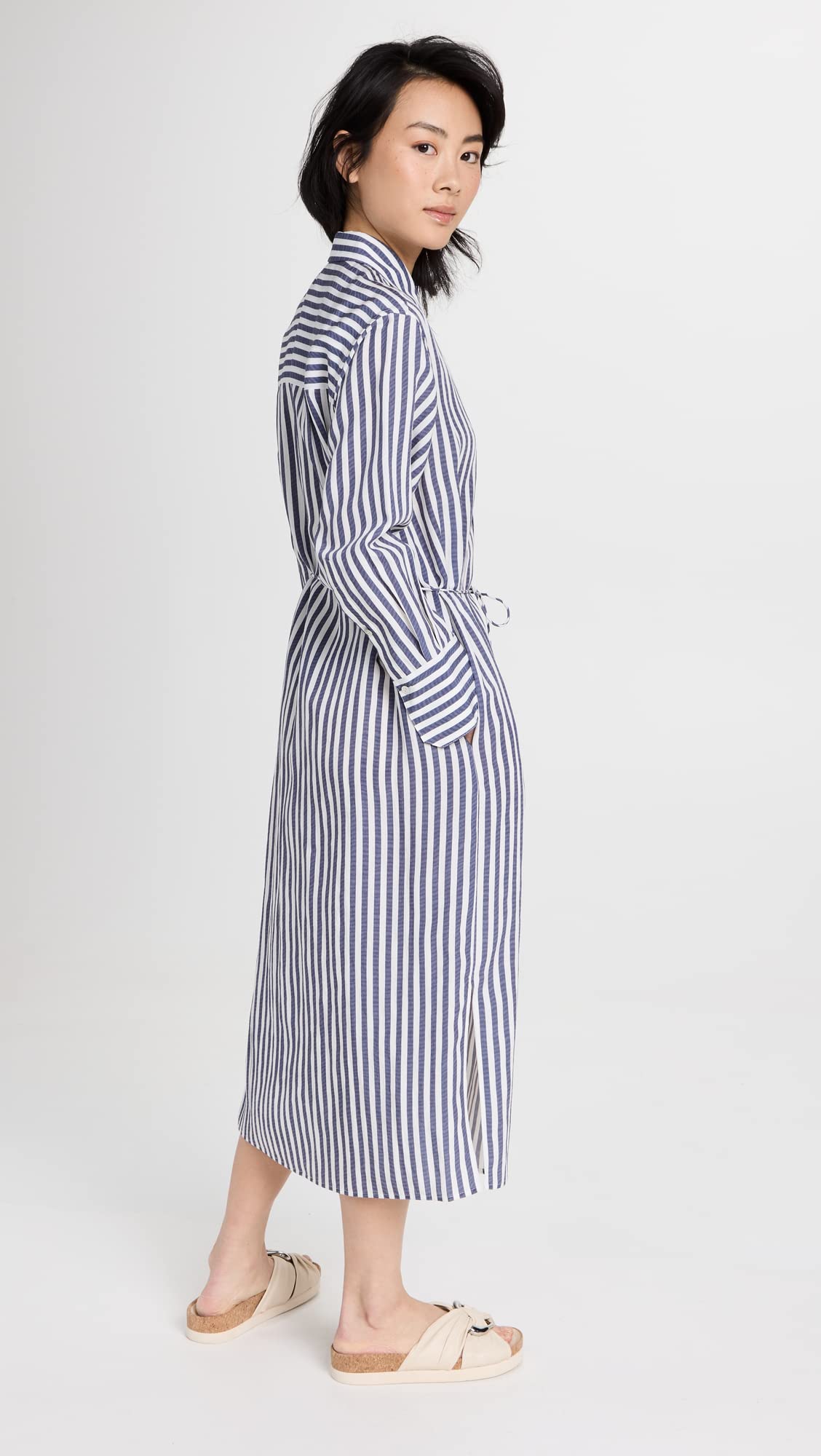 Vince Women's Coast Stripe Shirt Dress - Casual Summer Beachwear & Office Outfit | Flowy Long Sleeve Button Down Dress for Women