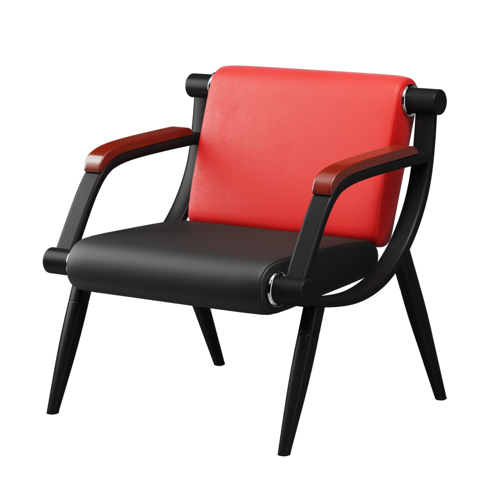 Premium Waiting Room Chairs - Leather Reception Chairs with Arms for Office, Clinic, Airport, Hospital, Barber Salon & Bank | Comfortable Seating Solution in Red & Black | Perfect for Professional Spaces & High-Traffic Areas