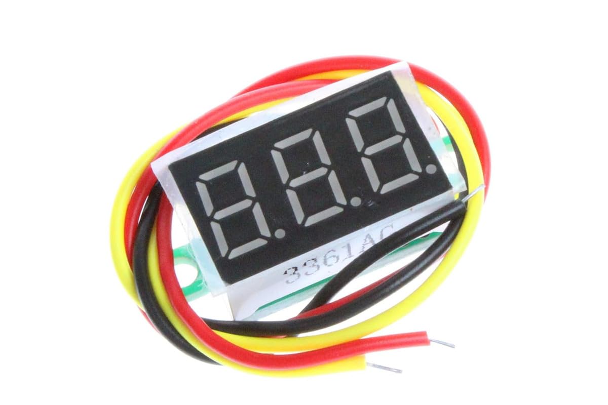 REES52 0.36 Inch Mini LED Digital Voltmeter - 4.5V to 30V DC 2-Wire Battery Voltage Tester with Red/Blue/Green Display | for Car Motorcycle Solar Panel Battery Monitoring