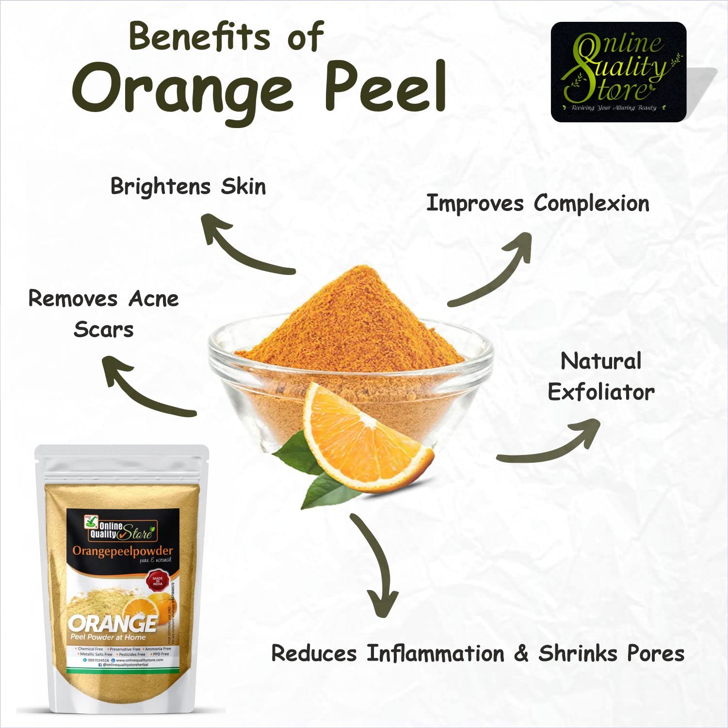 Pure & Organic Orange Peel Powder for Skin Whitening & Brightening - 700g Face Pack | Acne Treatment, Dark Spot Remover, Blemish & Pimple Healing | Natural Skincare for Glowing Complexion | DIY Face Mask & Beauty Routine Essential