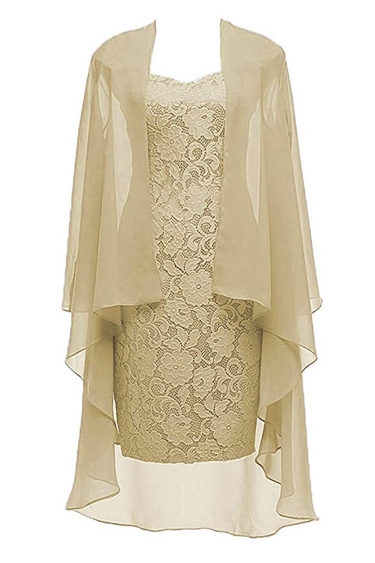 2 Piece Lace Mother of The Bride Dress Set with Jacket - Elegant Chiffon Formal Evening Gown for Weddings, Parties & Special Occasions