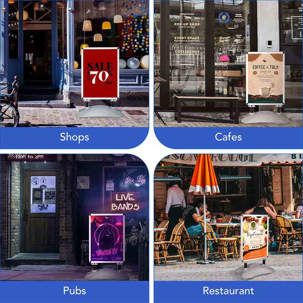 TheLAShop 23x33 Inch A-Frame Sidewalk Sign with Water Fill Base - Durable Outdoor Advertising Poster for Businesses, Restaurants & Retail Stores - Perfect for Sidewalk Promotions, Sales & Events