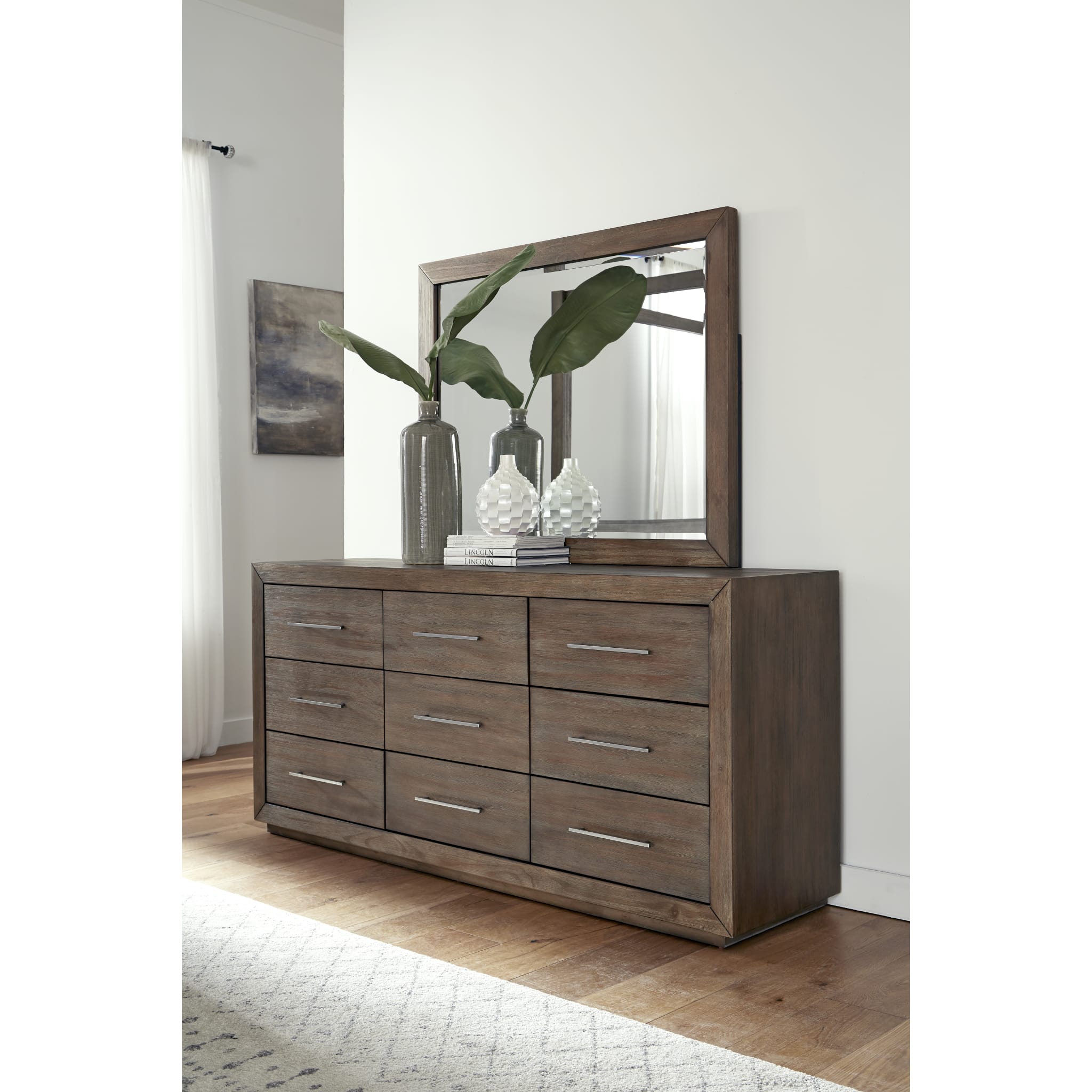 Dark Pine Melbourne Beveled Glass Mirror - Elegant Wall Decor for Living Room, Bedroom & Bathroom