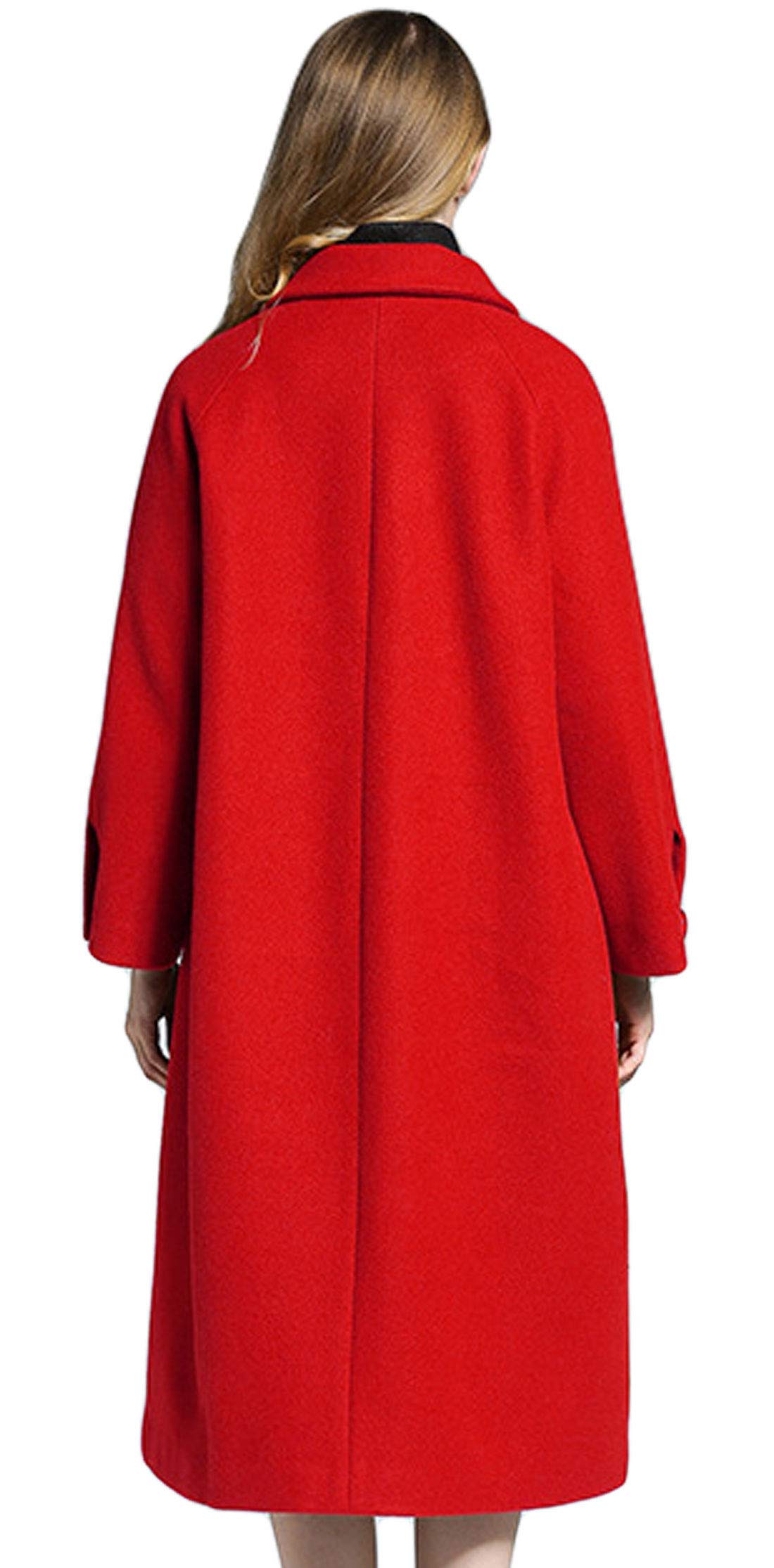 Women's Stylish Turn Down Collar Wool Coat with Large Pockets - Button Front Long Winter Coat for Office, Dating & Outdoor Activities