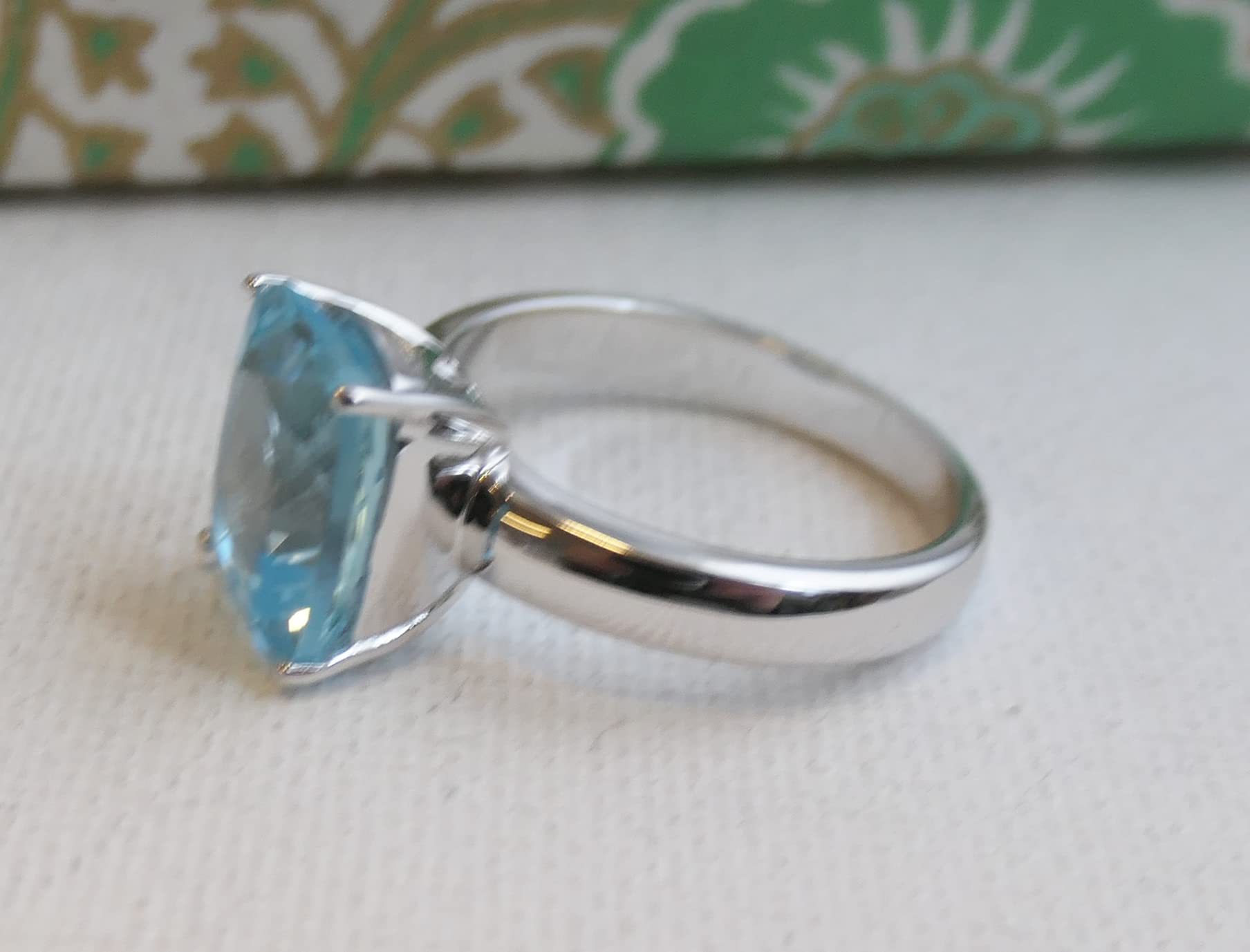Blue Topaz Cushion Cut Sterling Silver Ring - Natural December Birthstone Jewelry - Handmade Women's Ring for Birthday, Valentine's Day & Mother's Day Gifts - Size 7 (Perfect for Engagement, Anniversary, Christmas Presents & Everyday Elegant Wear)