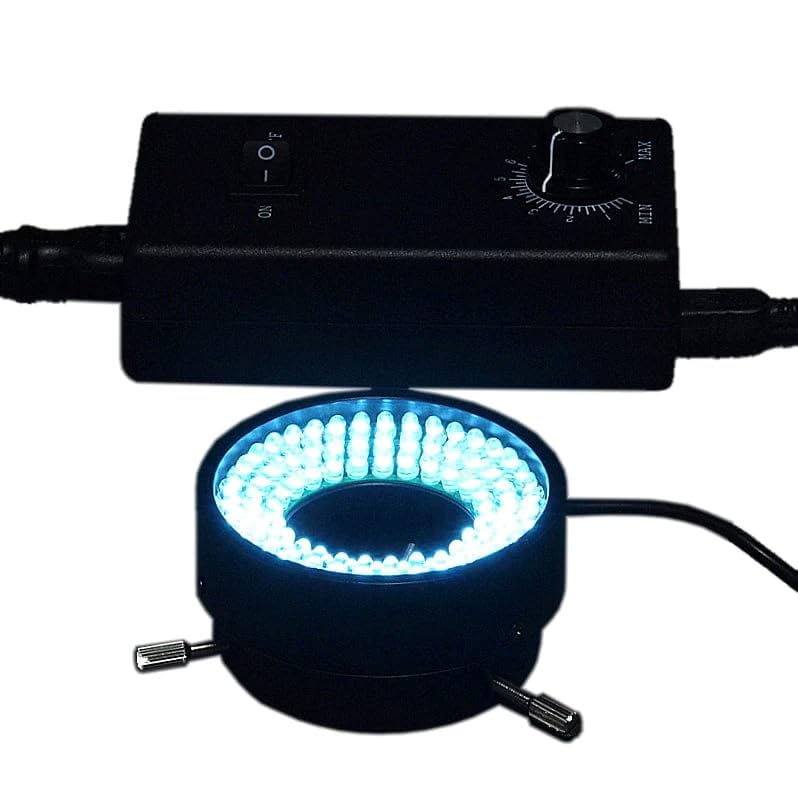 OMAX 96 LED Bright Shadowless Ring Light with Dimmer Control for Stereo Microscopes - Ideal for Jewelry Making, PCB Inspection & Microsoldering