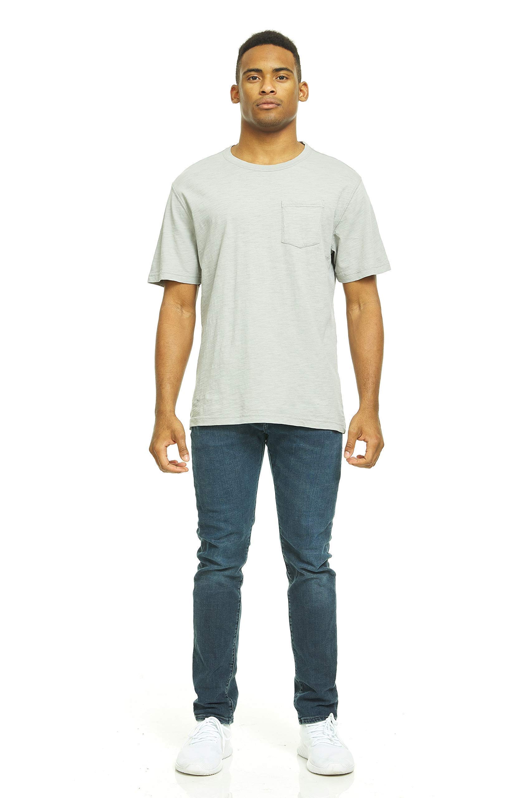 SOCKS'NBULK Men's Cotton Crew Neck Short Sleeve T-Shirts - 9 Pack Mix Colors Bulk (Pocket Tee Slub) for Casual Wear, Gym & Everyday Outfits