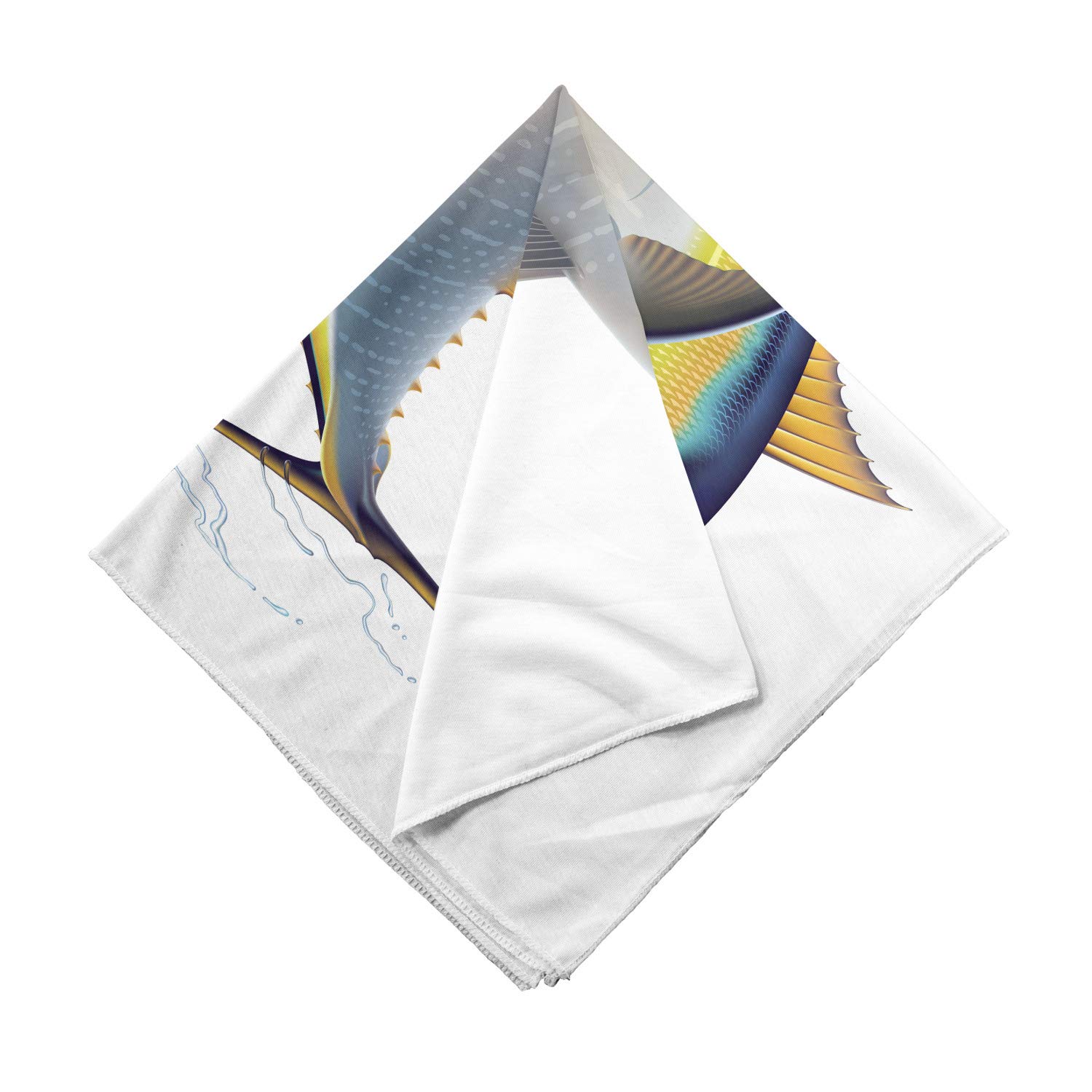 Ambesonne Realistic Yellowfin Tuna Fish Bandana - Unisex Head Scarf & Neck Tie for Fishing, Beach, Outdoor Activities & Costume Parties