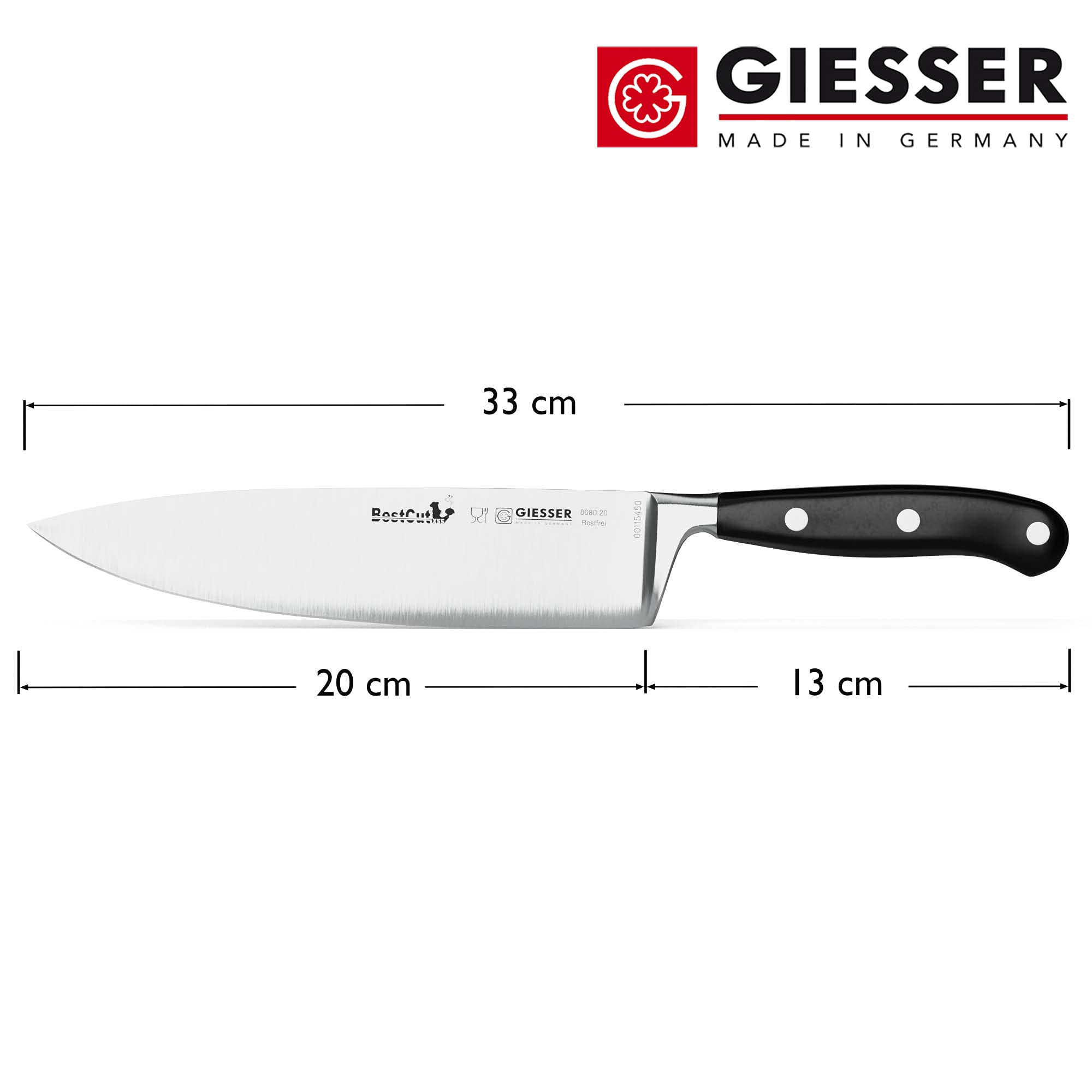 Premium 8680 20 Chef's Knife - High Carbon X55 Stainless Steel for Professional Cooking, Slicing & Dicing - Perfect for Home Kitchens & Restaurant Use