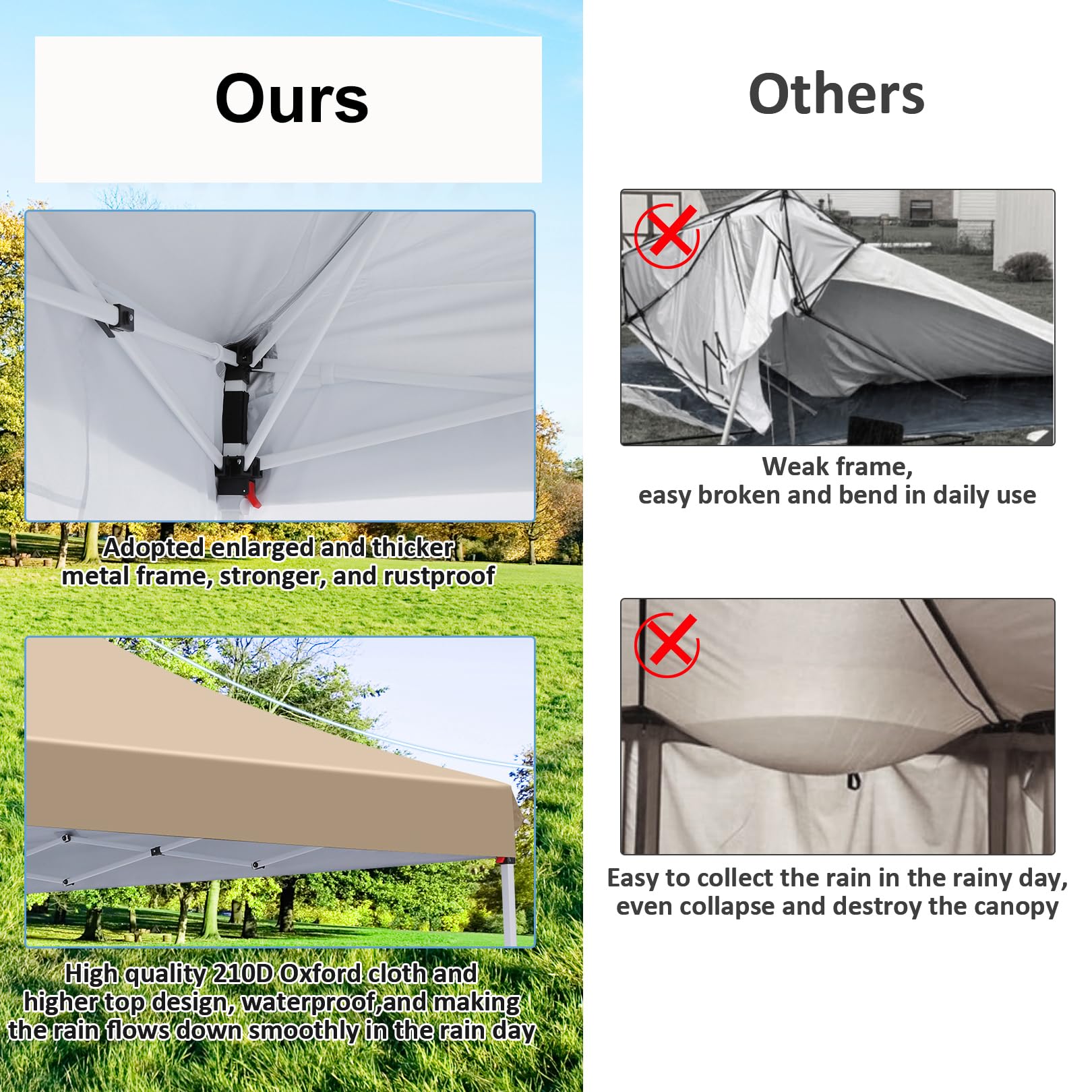 COBIZI 10x20 Pop Up Canopy Tent with 6 Removable Sidewalls - Waterproof Instant Gazebo for Outdoor Events, Parties & Commercial Use | Easy Setup Shelter with Sandbags (Khaki) | Perfect for Backyard BBQs, Farmers Markets & Beach Gatherings