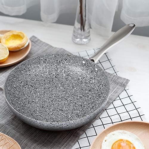 MICHELANGELO 8-11 Inch Nonstick Stone Frying Pan Set with Lid – Granite Coated Skillet for Sauteing, Frying & Cooking – Perfect for Gas, Electric & Induction Stovetops