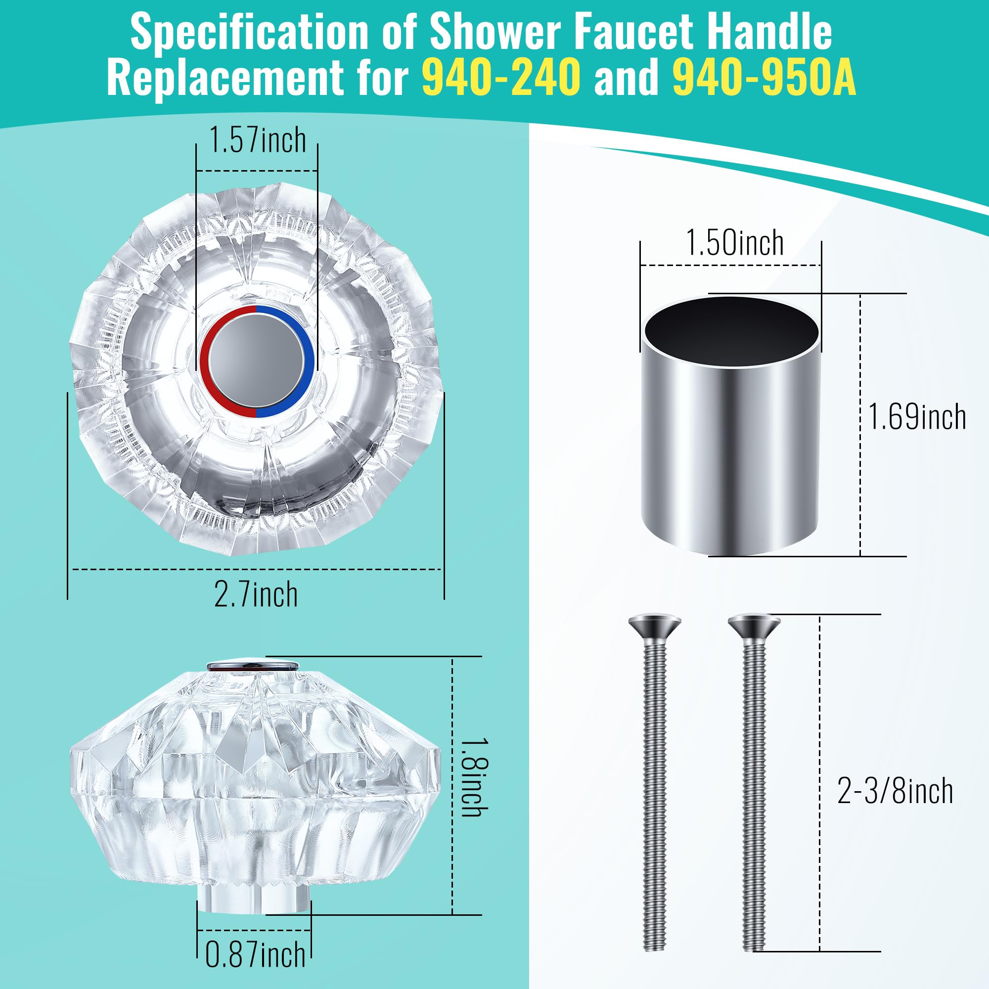 Dreyoo Price Pfister Avante Shower Trim Kit Replacement - Push Pull Shower Valve Parts with Cartridge, Escutcheon, Screws, Sleeve, Handle & Gasket - Compatible with Tub and Shower Faucet for Bathroom Renovation