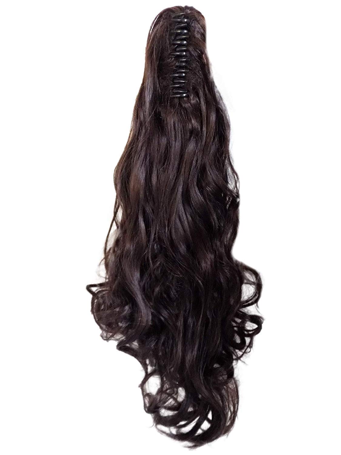 APOEM Women's Wavy Ponytail Clip-In Hair Extension - Synthetic Wig in Jet Black | Perfect for Cosplay, Parties & Everyday Styling