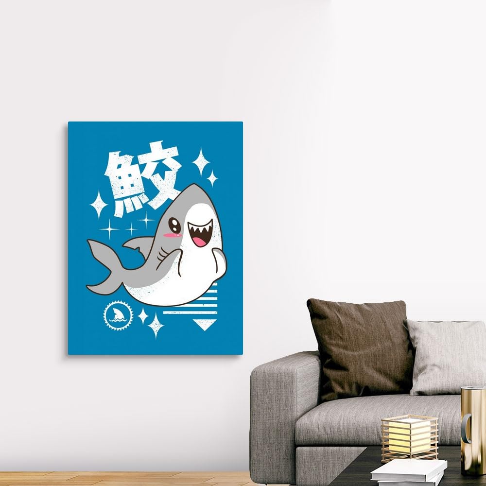 Kawaii Shark Canvas Wall Art Print by Vincent Trinidad - 36