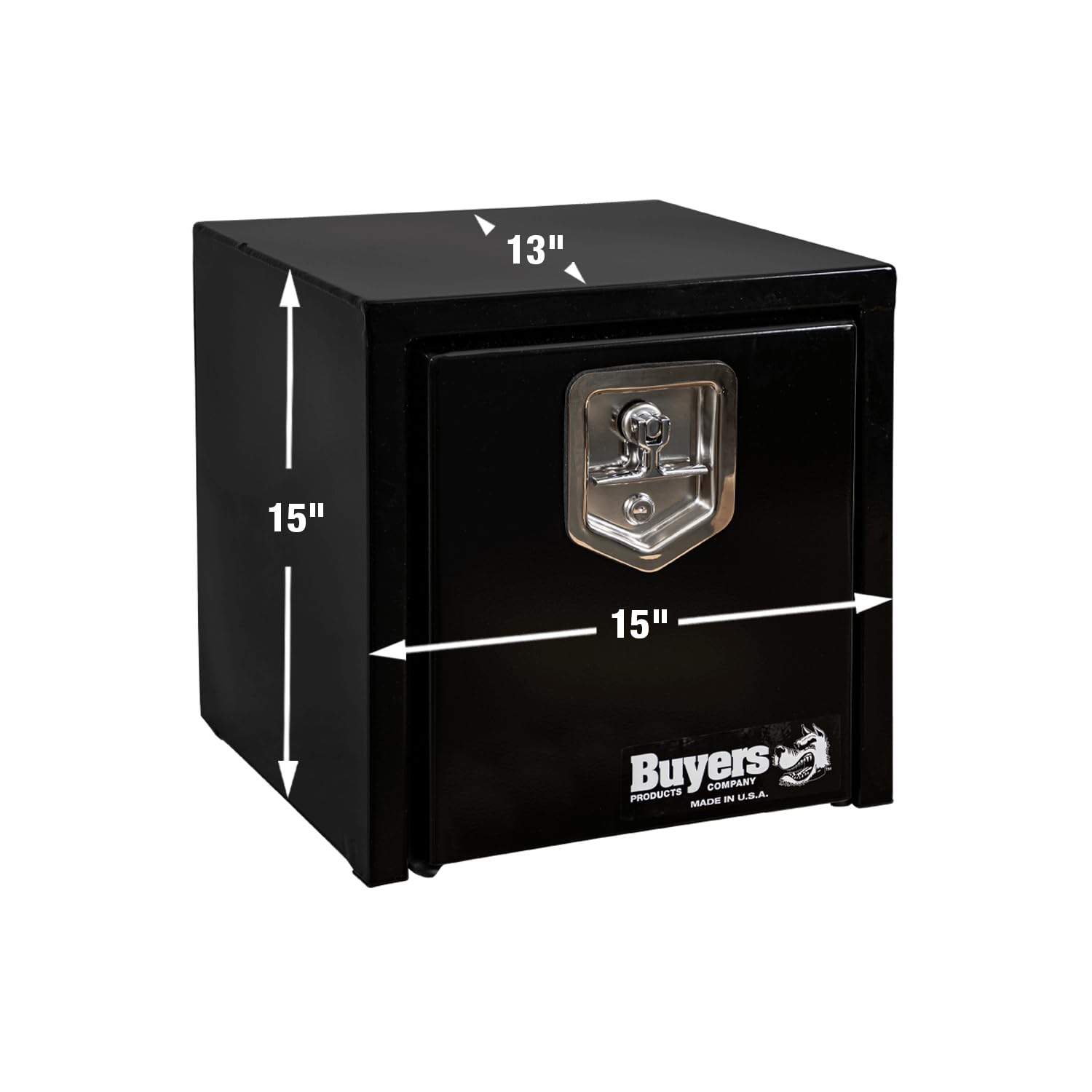 Buyers Products 1703320 Black Steel Underbody Truck Tool Box with Lockable T-Handle Latch - 15 x 13 x 15 Inch - Heavy Duty Truck Bed Storage Box - Made in USA - Secure Tool Chest for Pickup Trucks, Vans & Work Vehicles - Perfect for Construction, Landscaping & Roadside Emergency Gear Storage