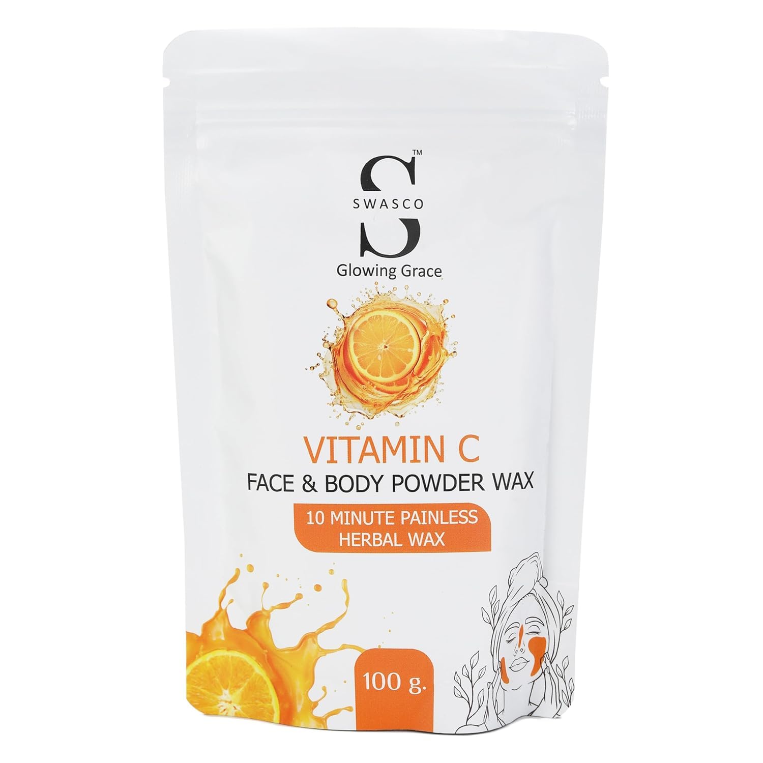 Organic Herbal Wax Powder for Face & Body Hair Removal - 100g | Painless & Chemical-Free Wax Powder for Women & Men | Fast 10-Minute Treatment | Enriched with Vitamin C | Perfect for Smooth Skin at Home, Salon, or Spa