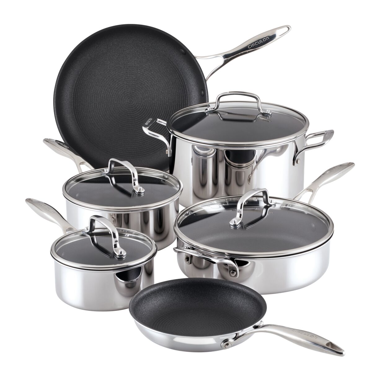 10-Piece ScratchDefense™ Nonstick Cookware Set - Durable & Safe for Induction, Gas & Electric Stoves - Perfect for Frying, Sautéing & Everyday Cooking