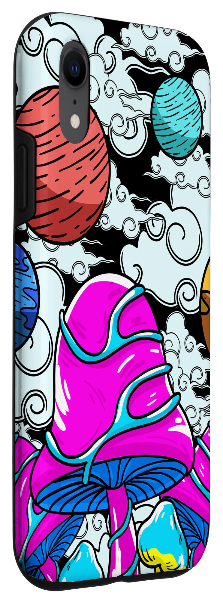 iPhone XR Case - Psychedelic Magic Mushroom & Galaxy Planet Design - Protective Phone Cover for iPhone XR - Perfect Gift for Music Festivals, Rave Parties & Stargazing Enthusiasts