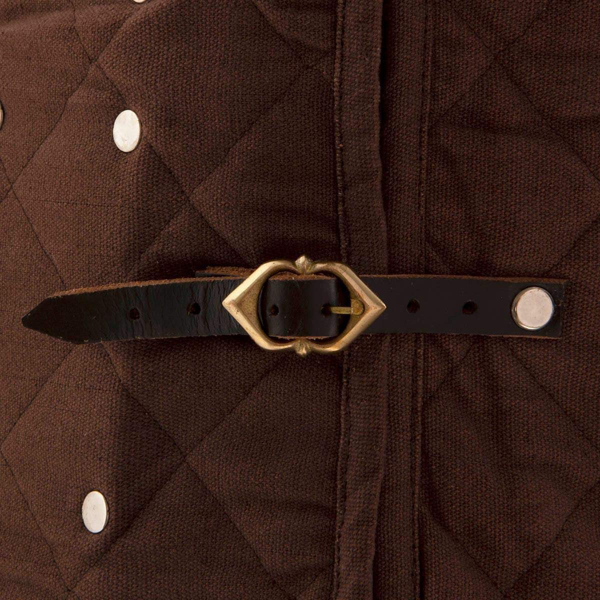 Medieval Brown Cotton Brigandine with 16 Gauge Steel Plates - Adjustable Leather Straps & Brass Buckles | LARP, Cosplay, Renaissance Faire & Historical Reenactment Armor