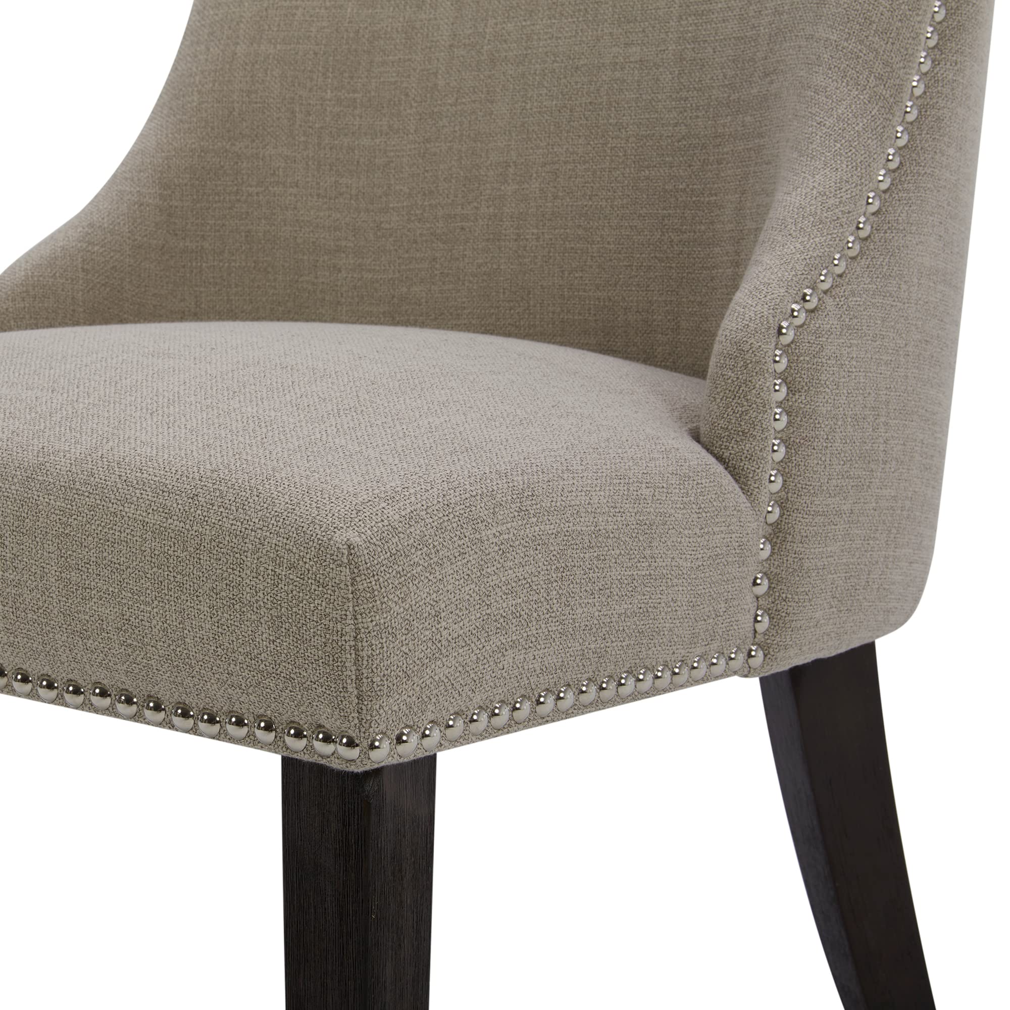 CHITA Farmhouse Dining Chairs with Nailhead Trim - Set of 2 Fabric Upholstered High Back Chairs in Flax Beige for Kitchen, Dining Room & Breakfast Nook