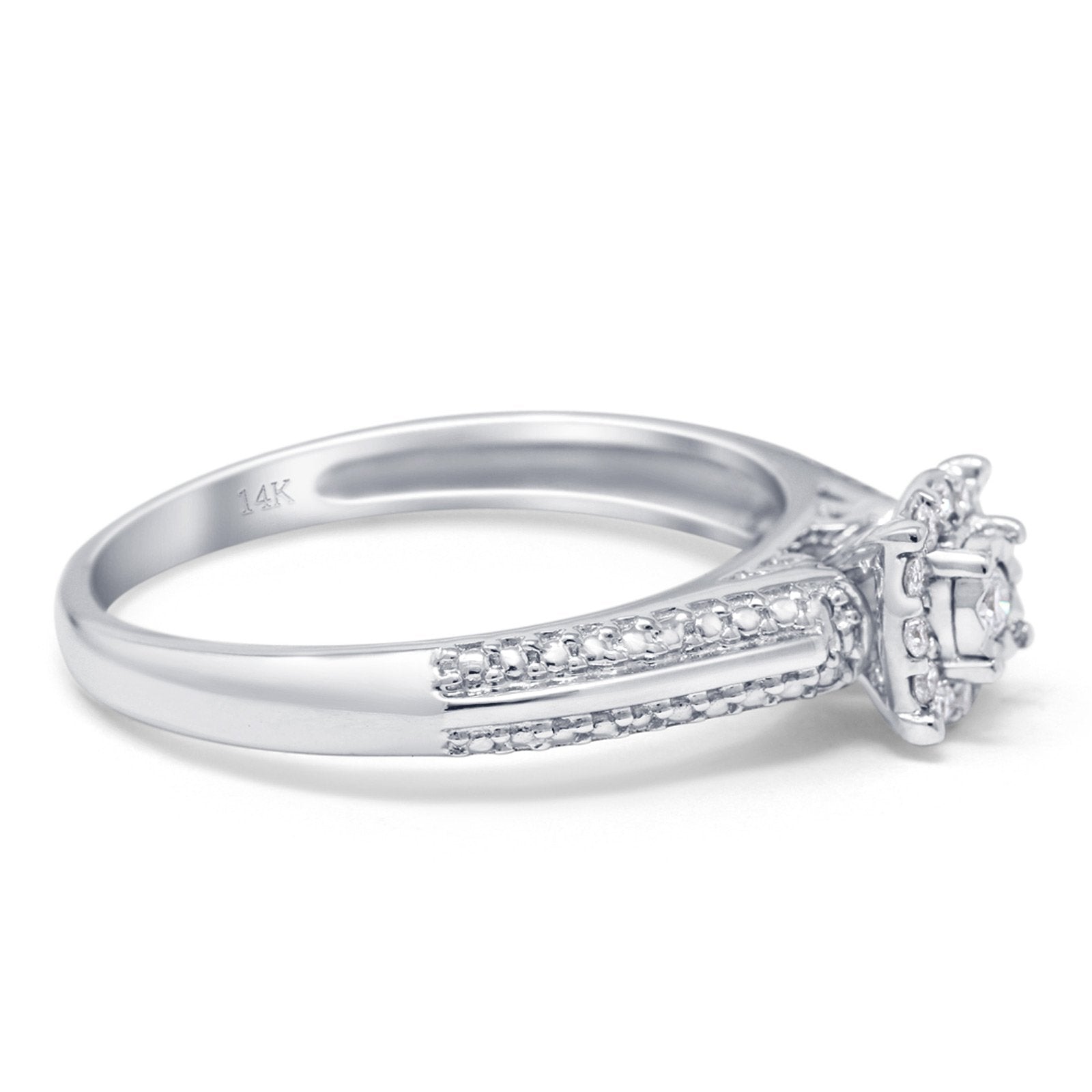14K Gold 0.1ct Round 6.5mm G SI Diamond Solitaire Engagement Wedding Ring for Women - Elegant Bridal Jewelry Gift for Proposal, Anniversary & Special Occasions