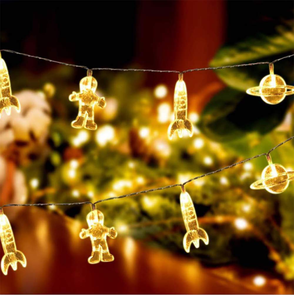 20 LED Astronaut Spaceship Rocket String Lights - 10FT Warm White Kids Room Decor for Bedroom, Nursery, Christmas, Patio & Garden Party (Perfect for Children's Bedroom, Birthday Parties & Holiday Decorations)