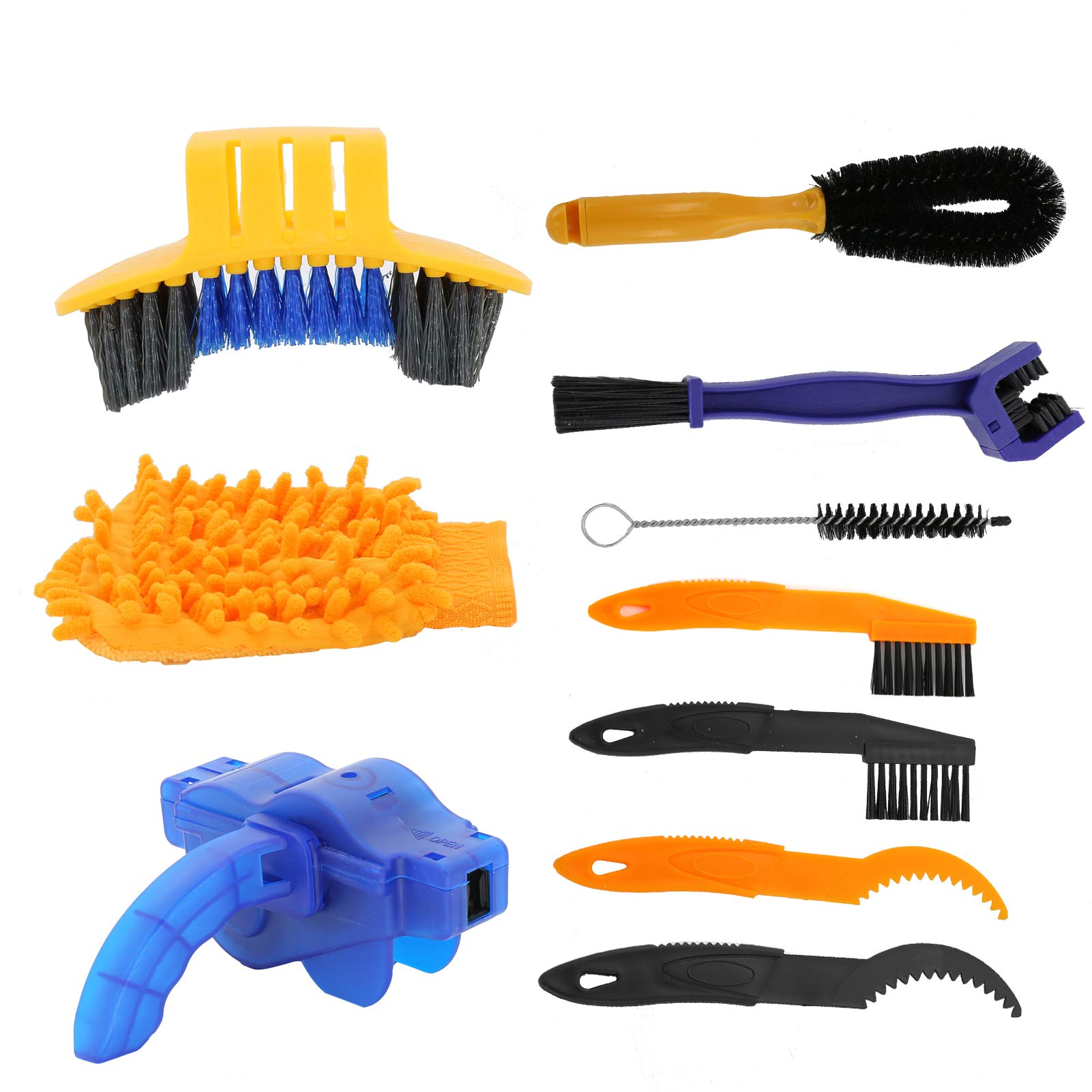 10-Piece Bike Cleaning Tool Set with Chain Scrubber & Detail Brushes - Professional Bicycle Maintenance Kit for Mountain, Road, City & Folding Bikes - Perfect for Deep Cleaning, Lubrication & Dirt Removal After Cycling Adventures