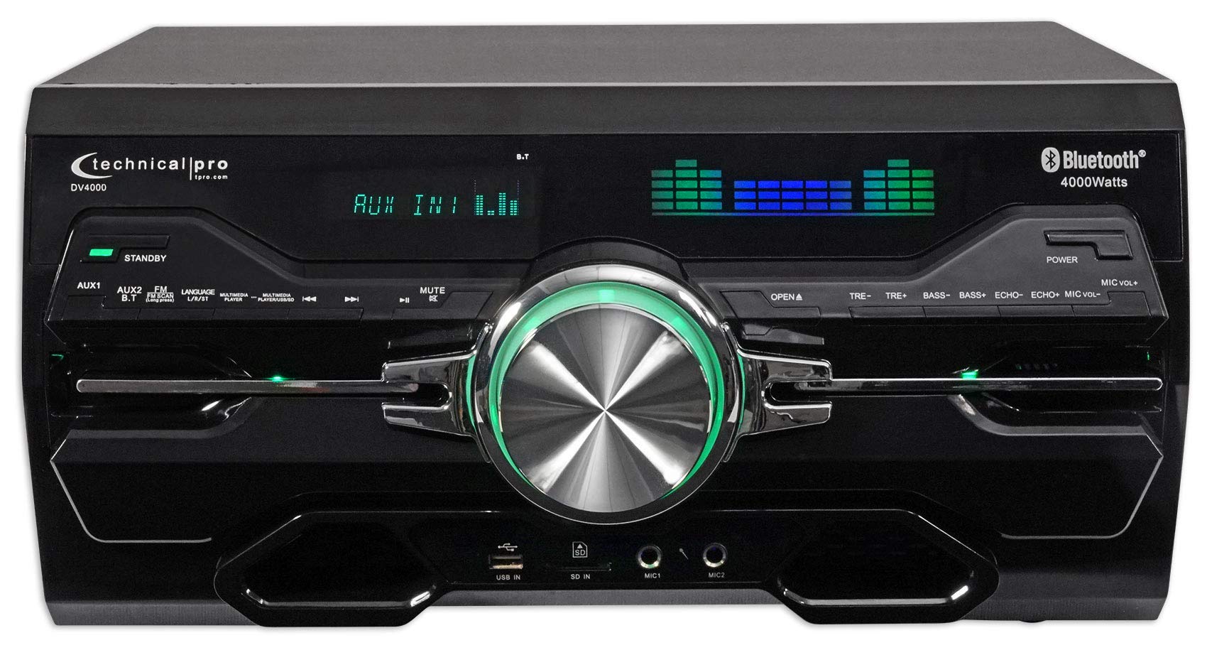 Technical Pro Professional 4000W Receiver Amplifier DVD Player with Bluetooth USB FM & Rockville HC655 6.5