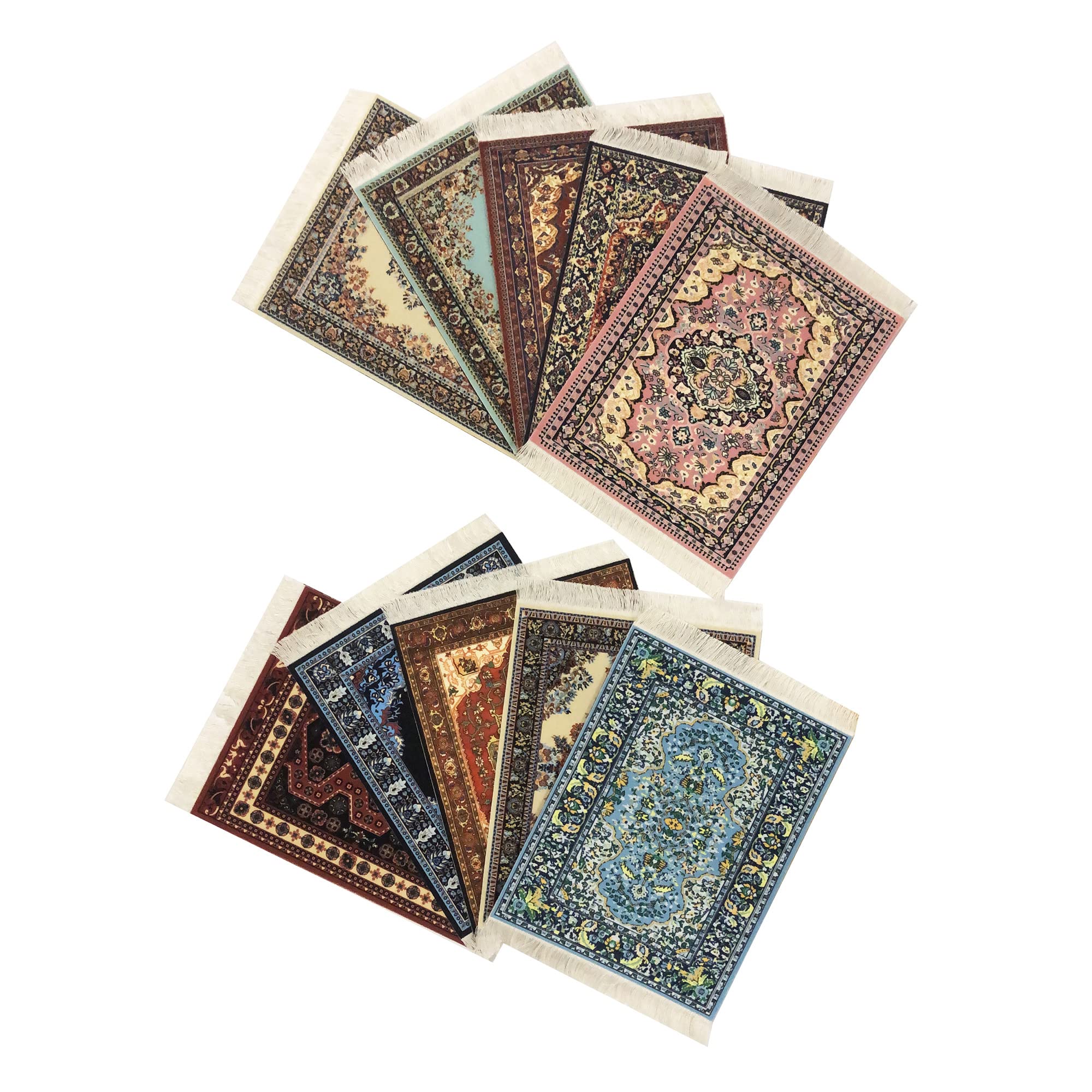 10-Pack Turkish Style Oriental Rug Mouse Pads - Non-Slip Desk Mat Set with Vibrant Patterns - Perfect for Office, Gaming & Home Workspace Decor (Set of 10)