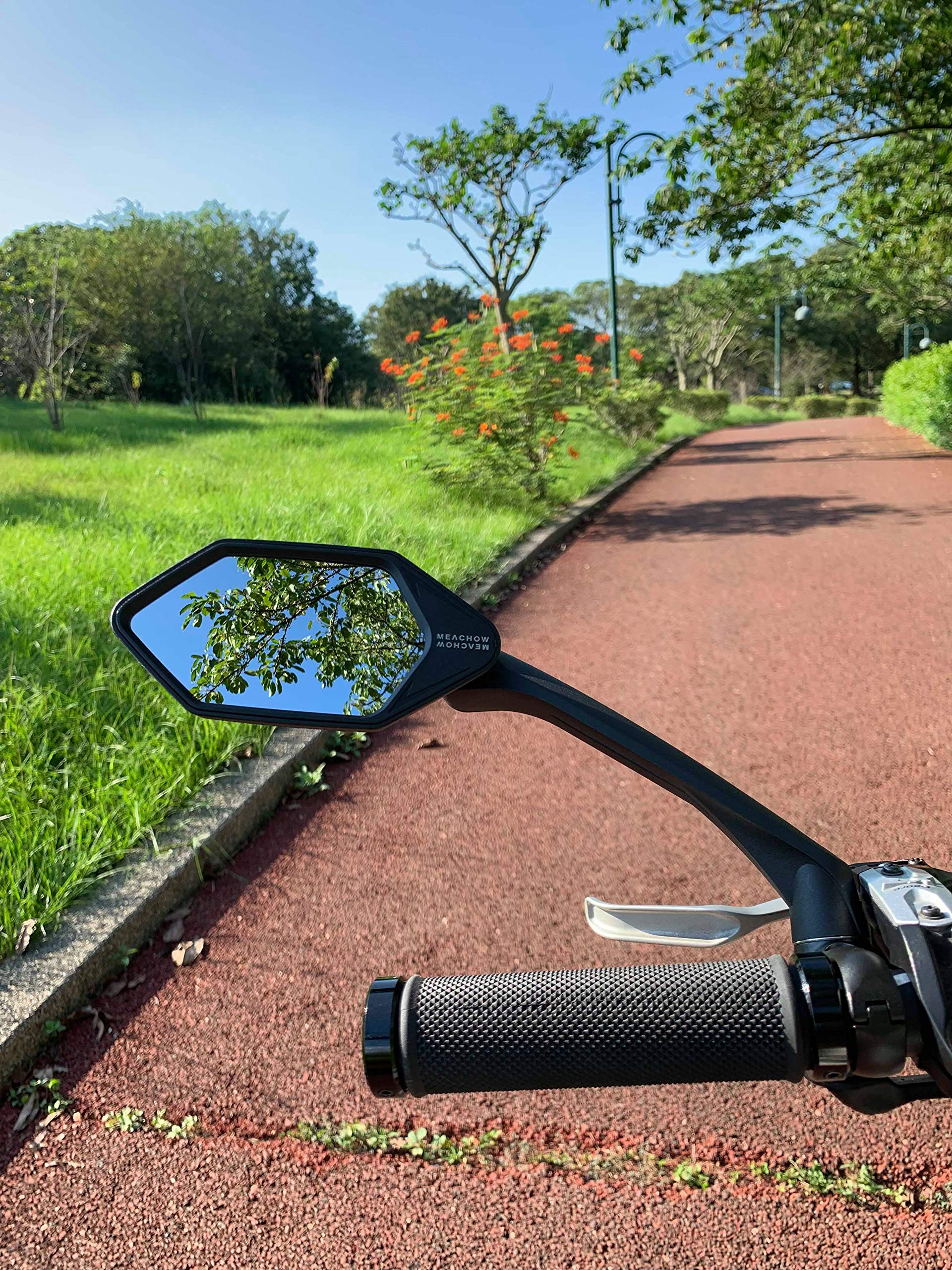 MEACHOW Scratch-Resistant Glass Bike Mirror - Rotatable Handlebar Rearview Mirror for Safe Cycling (ME-007) | Perfect for Road Bikes, Mountain Bikes & Commuting