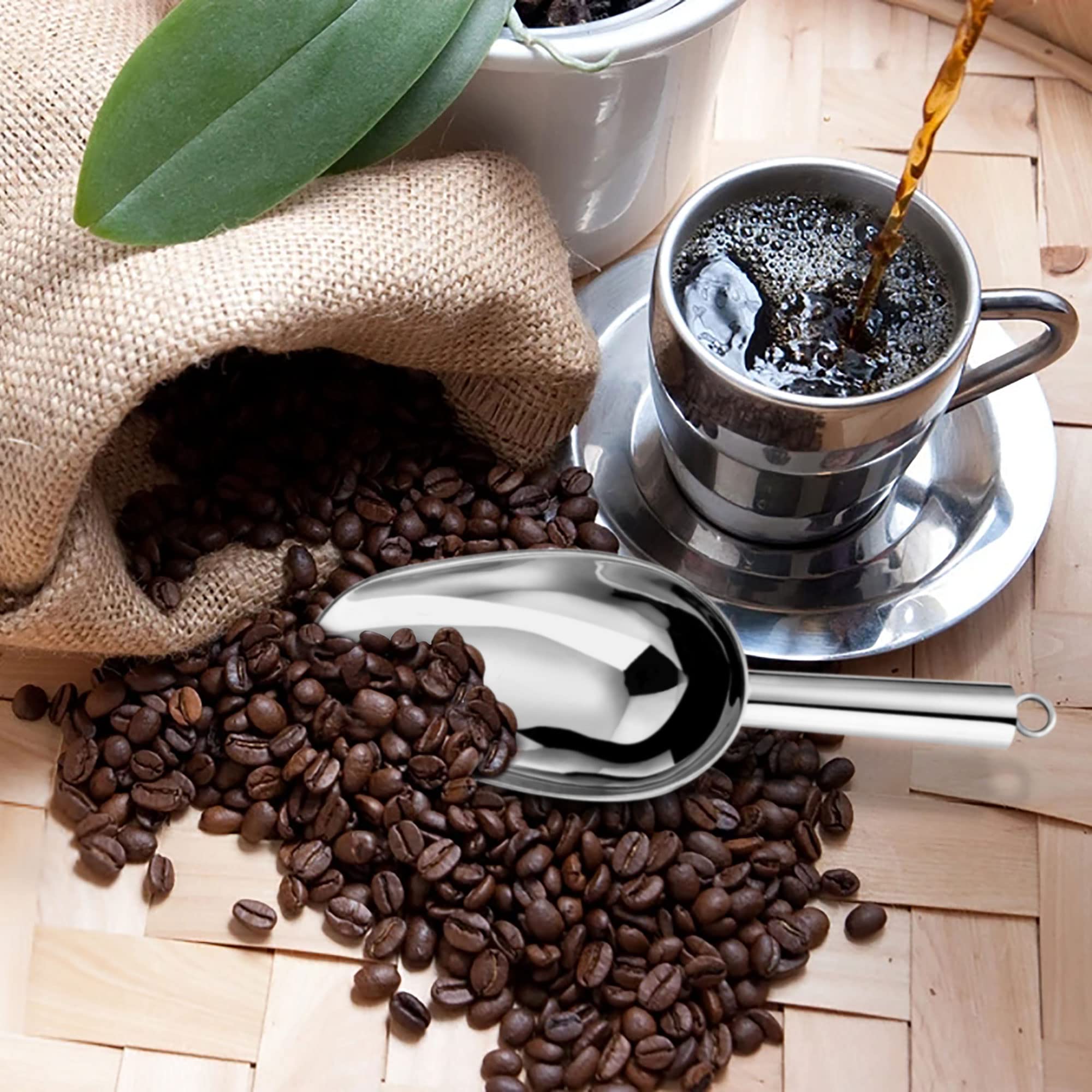 LIANYU Mini Ice Scoop - 3 Ounce Stainless Steel Food Scooper for Containers & Jars - Small Metal Scoop for Kitchen, Bar, Ice Cream & Coffee - Mirror Finish & Dishwasher Safe - Perfect for Serving, Measuring & Portioning