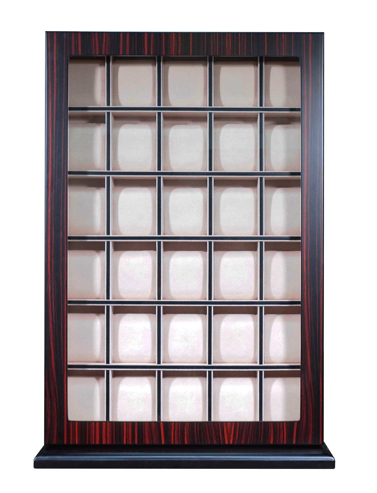 30-Piece Ebony Wood Personalized Watch Display Case - Wall Hanging Storage Organizer Box & Stand for Luxury Watch Collectors - Perfect for Home, Office, or Retail Store Display