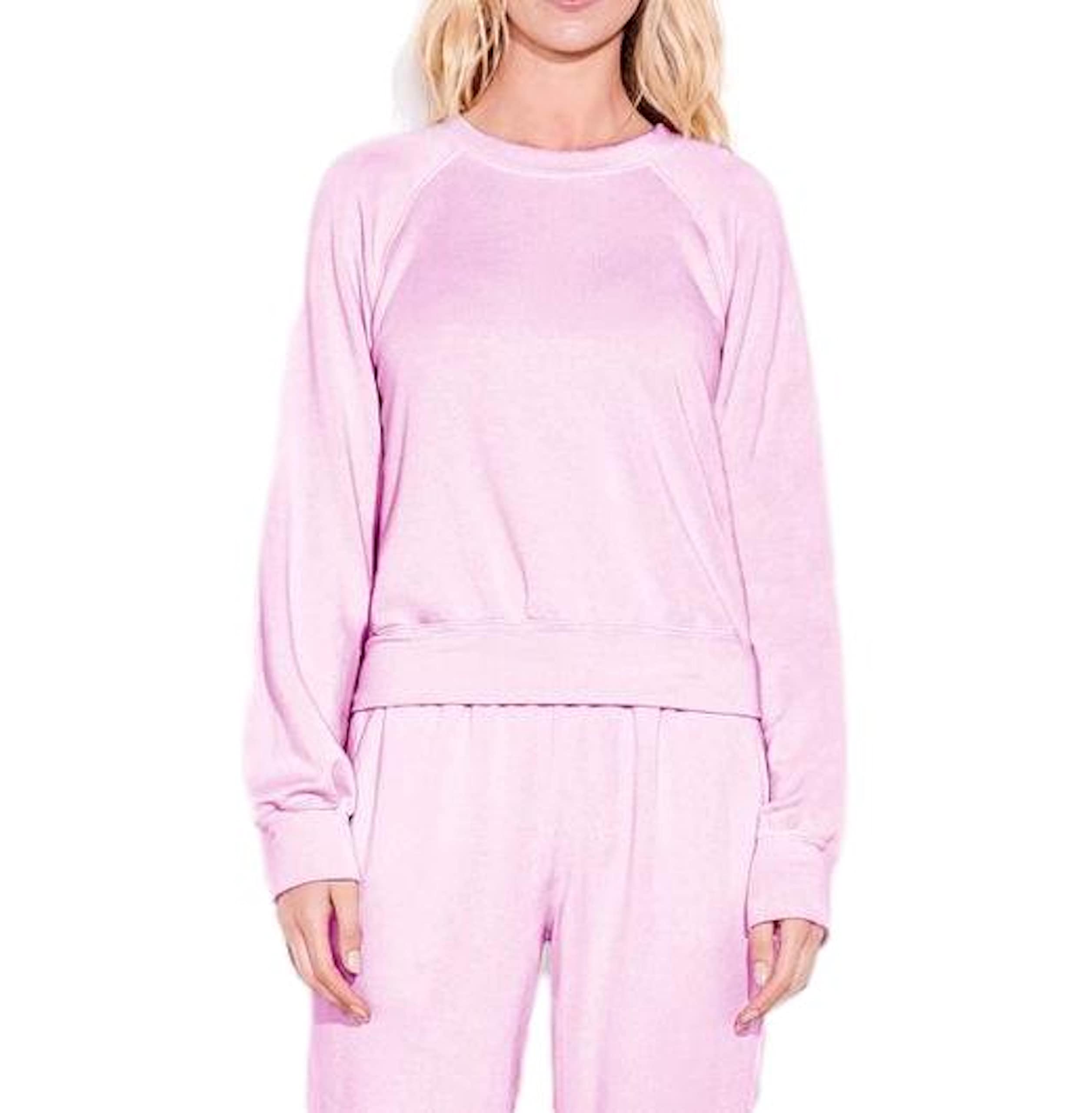Cropped Pink Sweatshirt for Women - Soft & Comfortable Casual Pullover for Everyday Wear, Gym, and Lounging